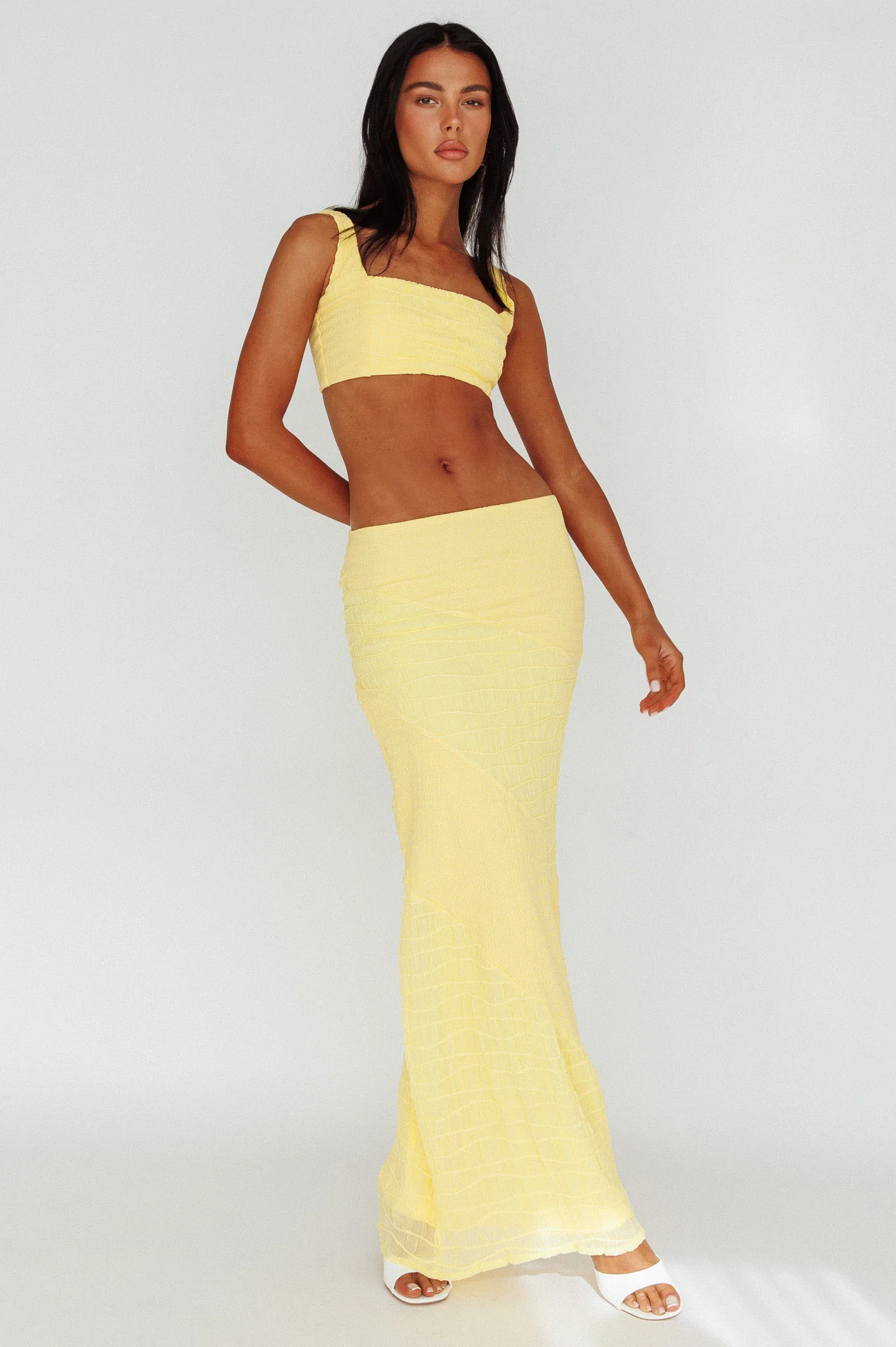 Bindi Puckered Crop Top Lemon - Image 3