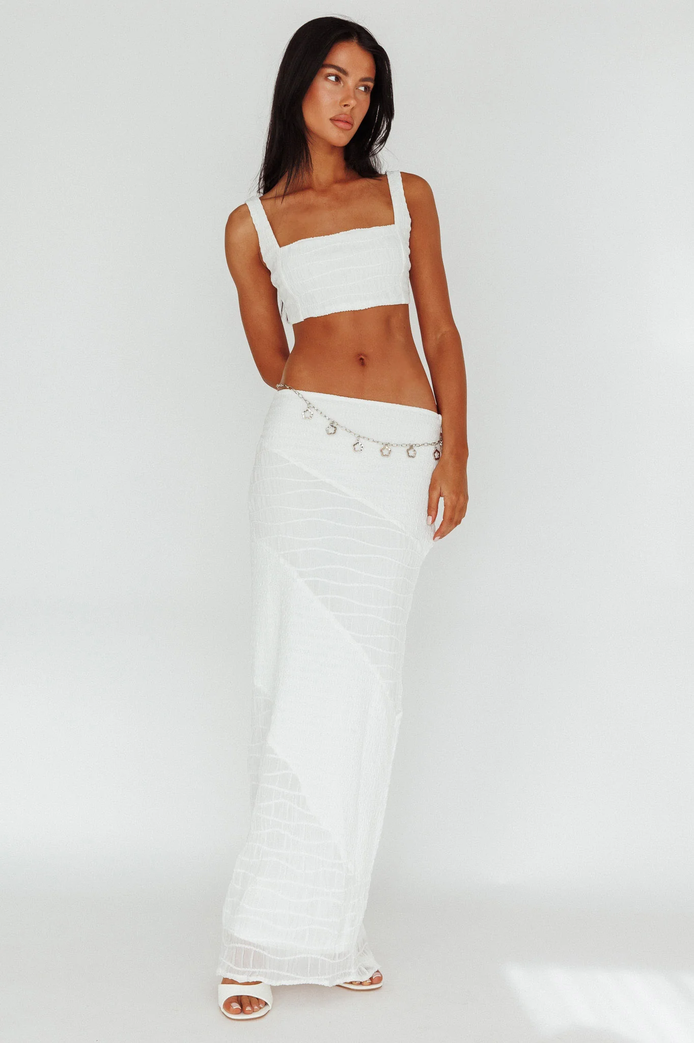Bindi Puckered Midi Skirt White - Image 2