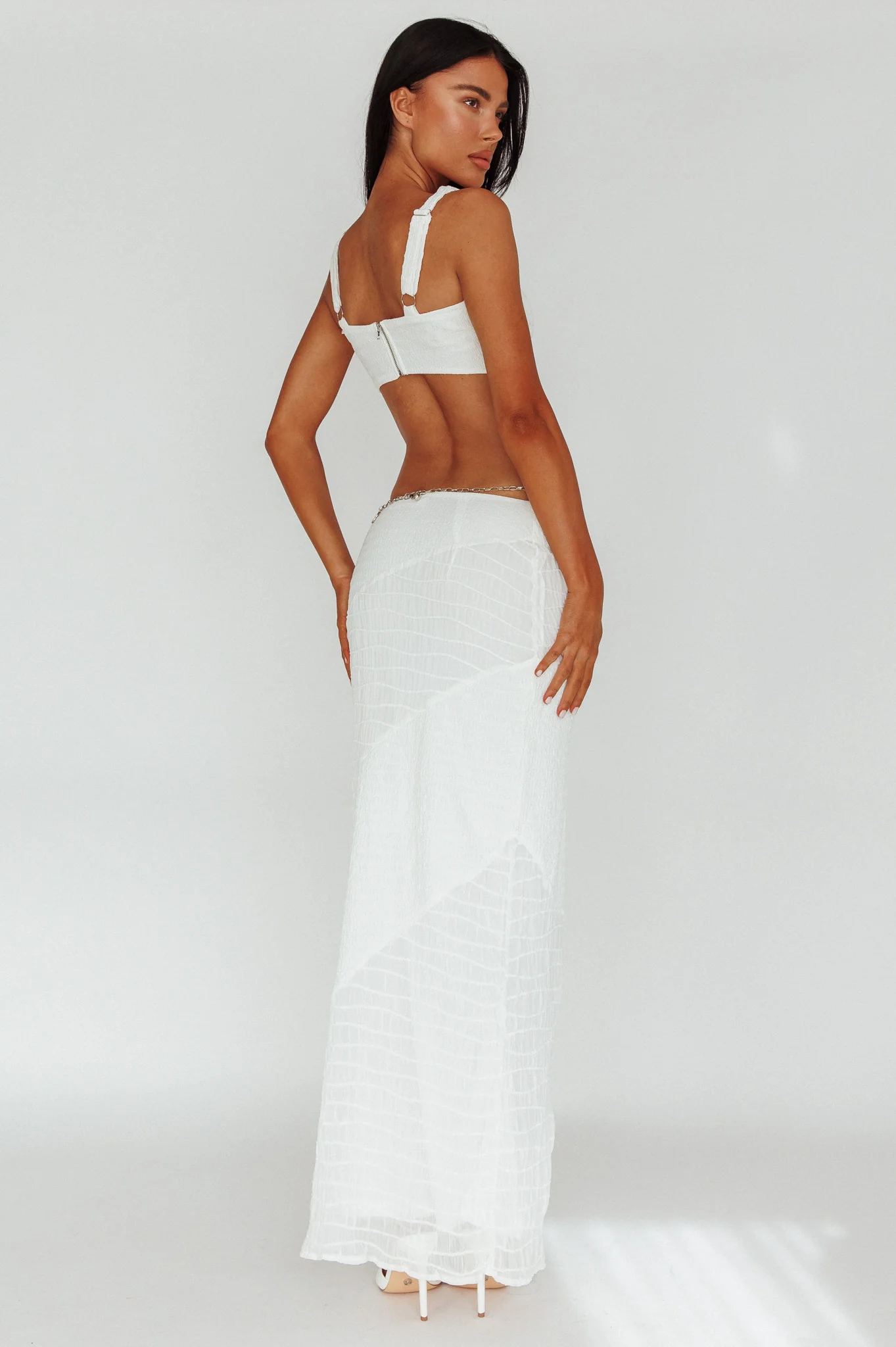 Bindi Puckered Midi Skirt White - Image 3