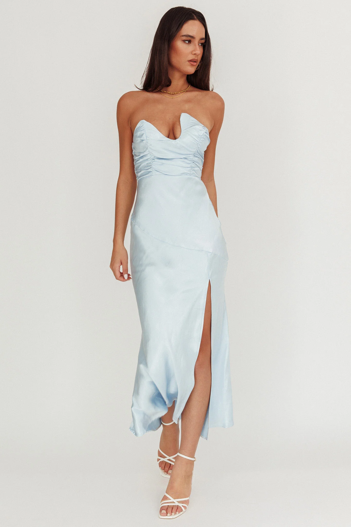 Blaise Asymmetric Neckline Maxi Dress Blue - Image 3