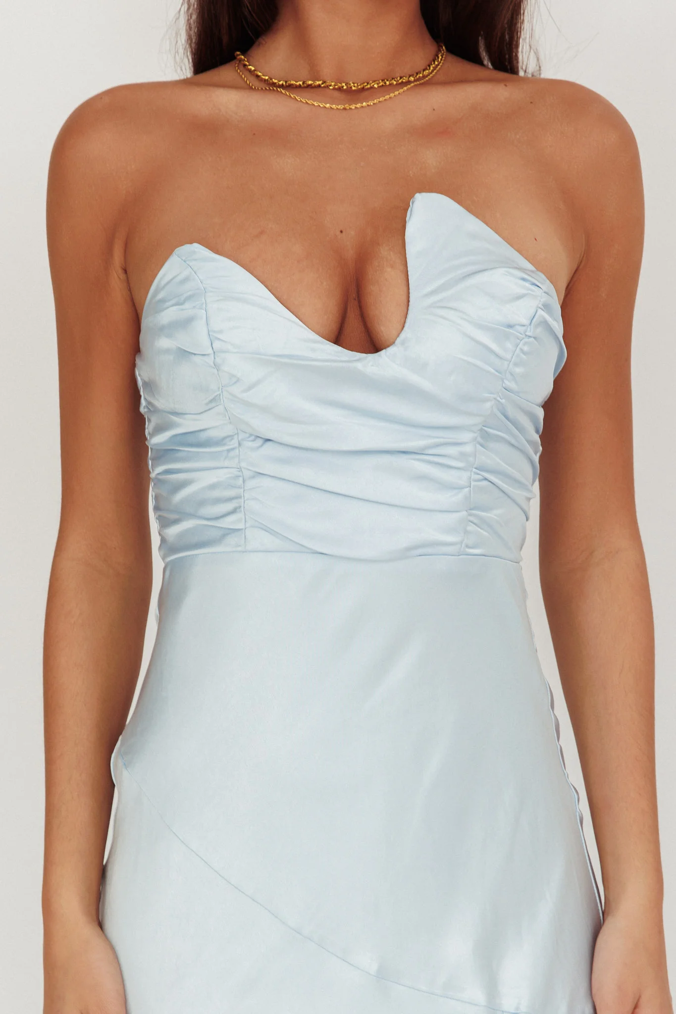 Blaise Asymmetric Neckline Maxi Dress Blue - Image 4