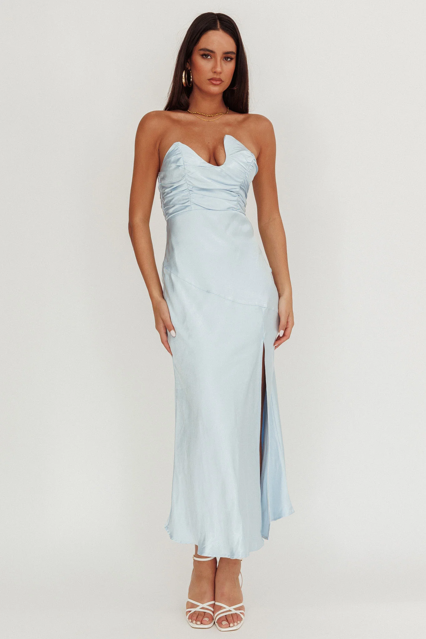 Blaise Asymmetric Neckline Maxi Dress Blue - Image 5