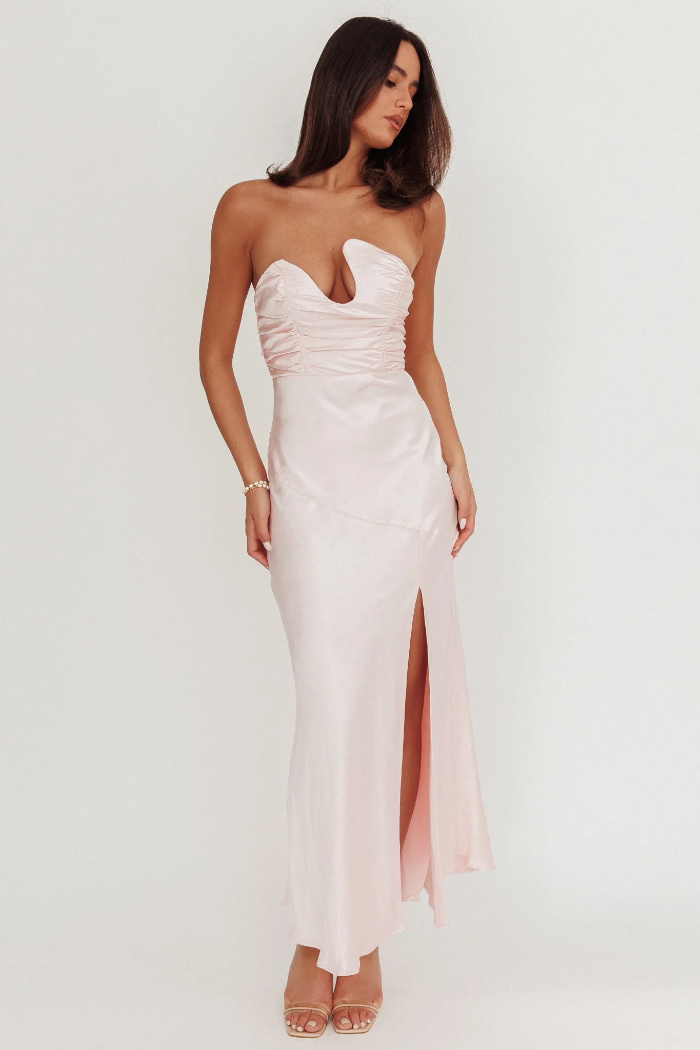 Blaise Asymmetric Neckline Maxi Dress Pink - Image 4