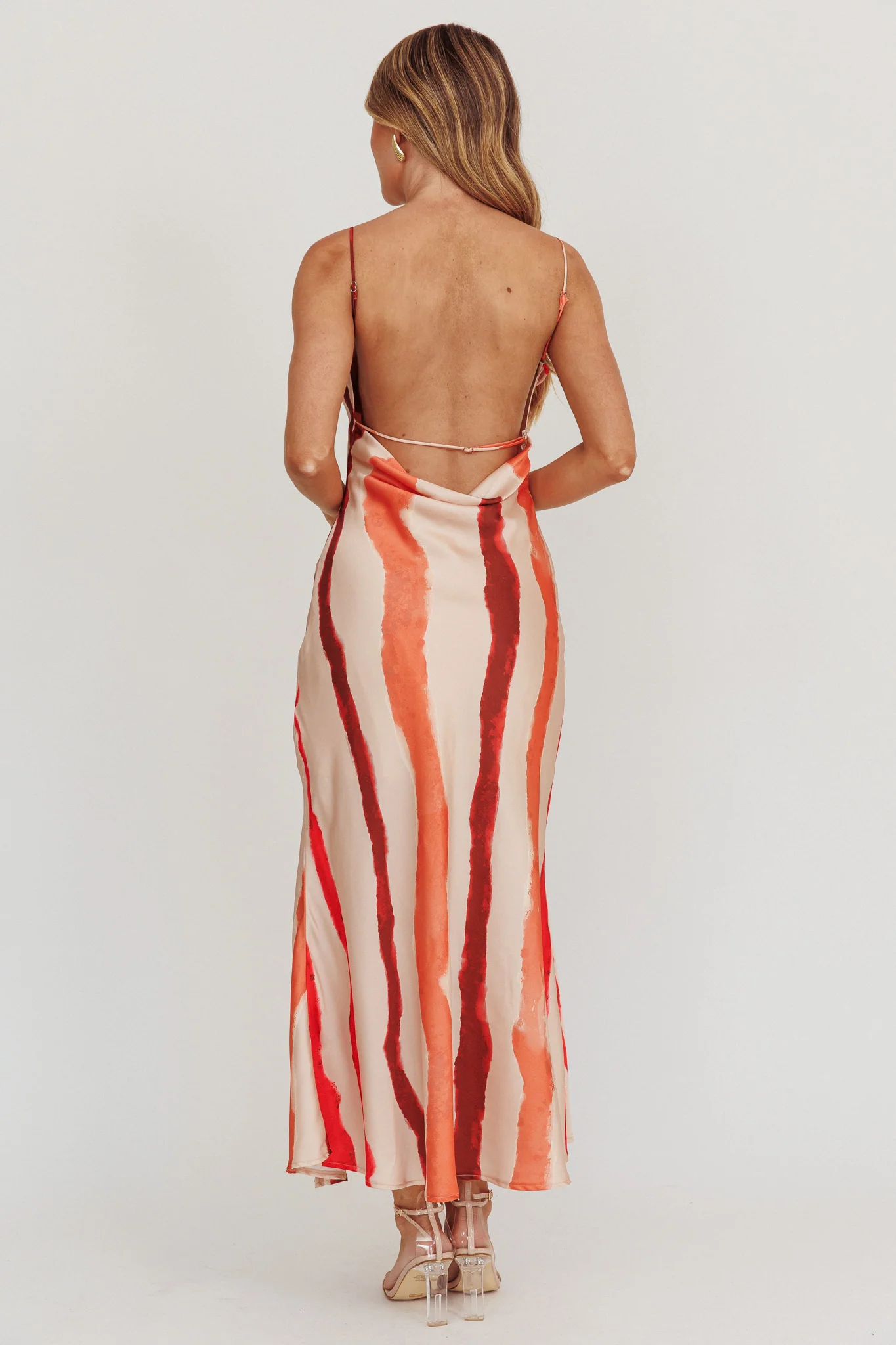 Blondine Cowl Bust Split Maxi Dress Peach - Image 2