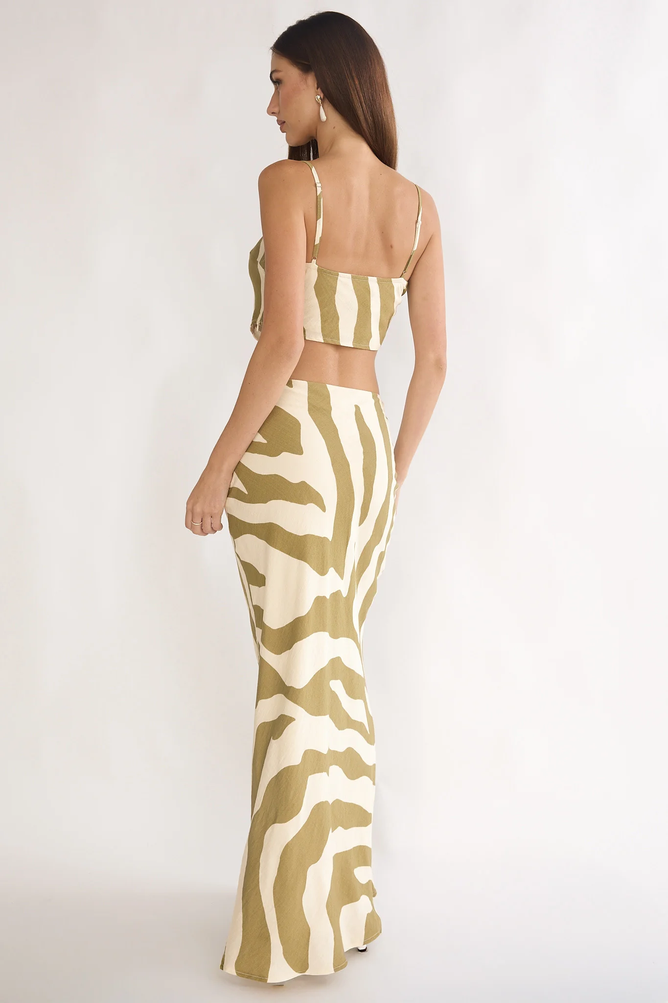 Blythe Maxi Skirt Zebra Khaki - Image 3