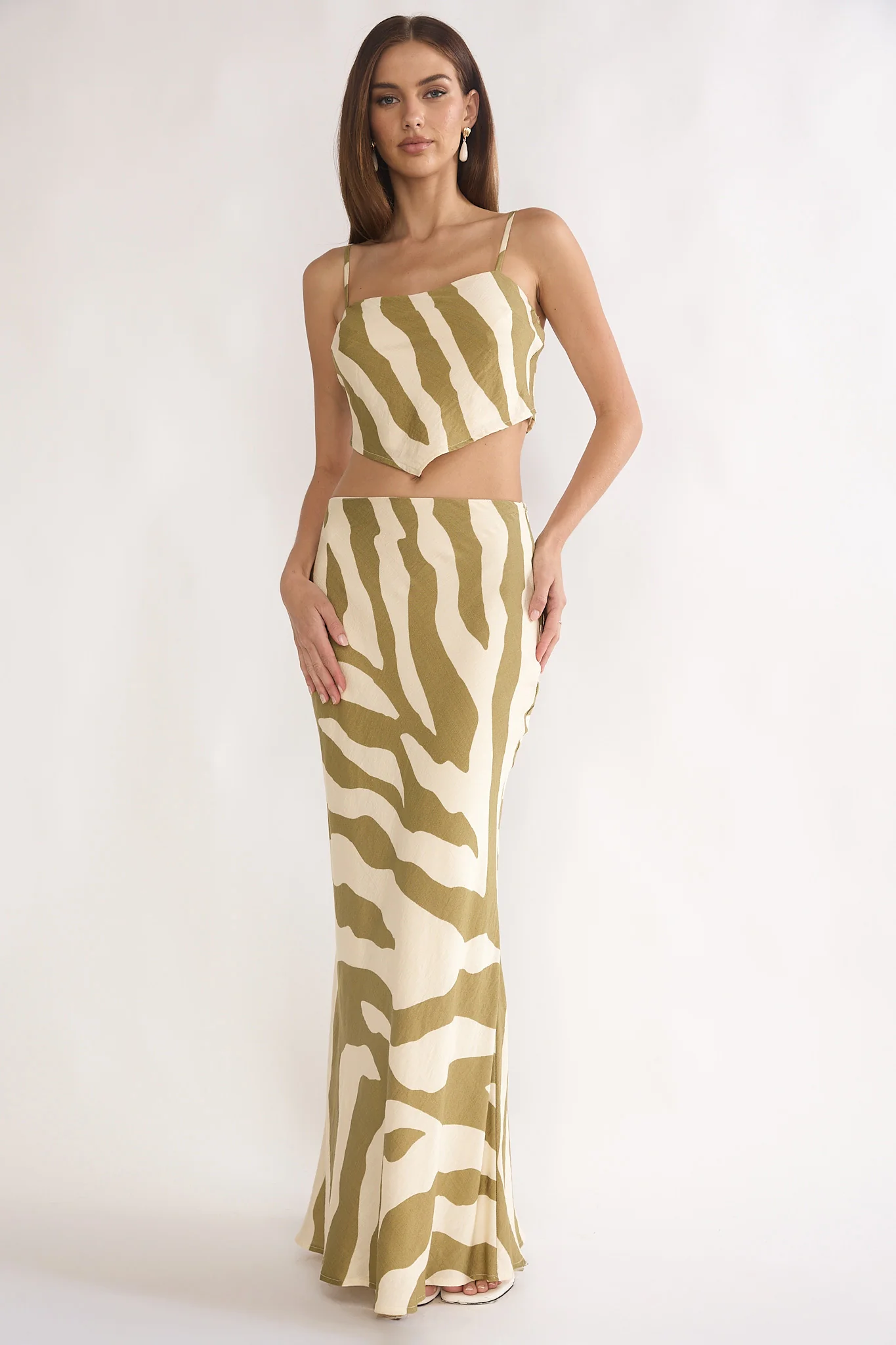 Blythe Maxi Skirt Zebra Khaki - Image 5