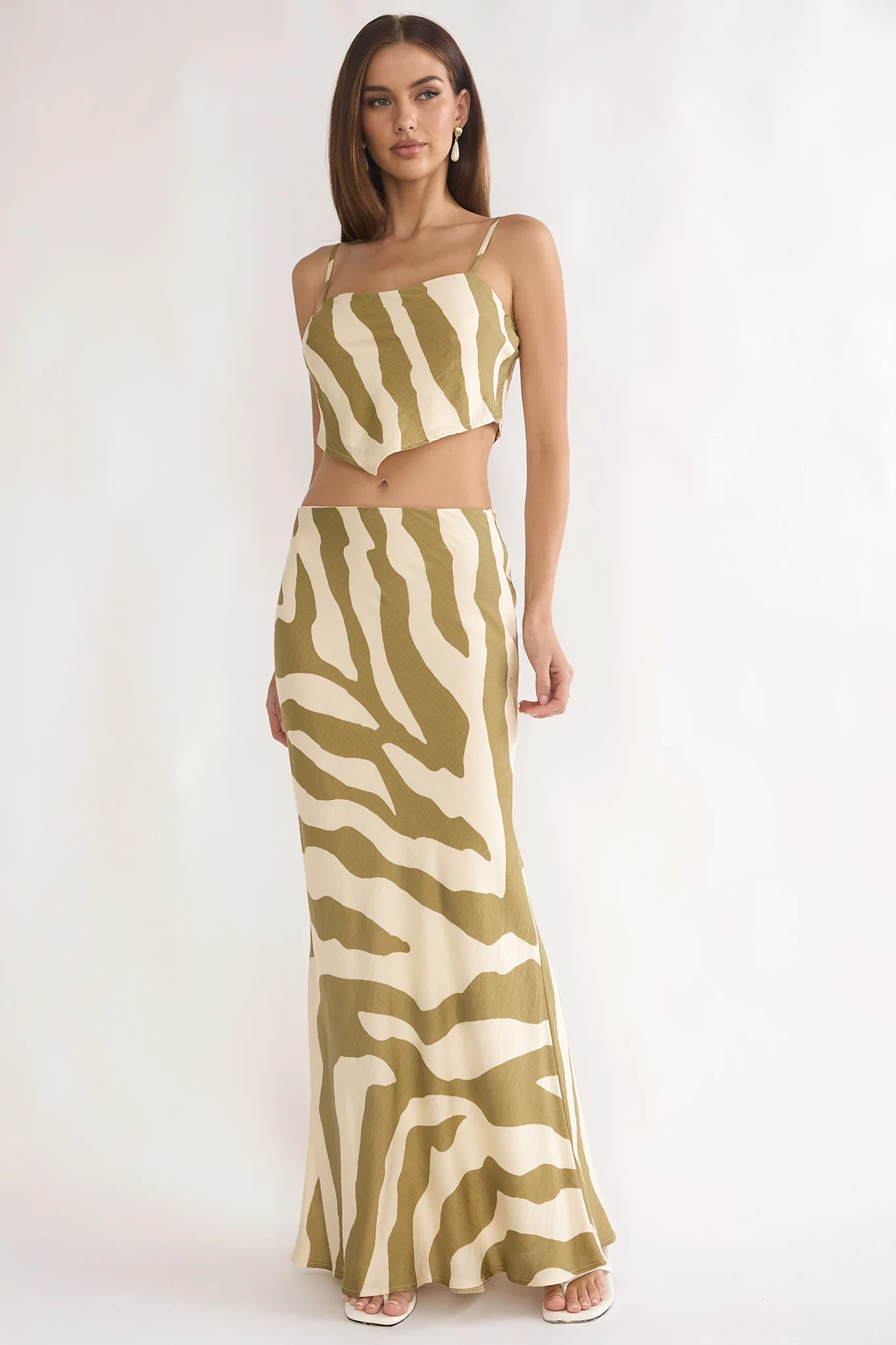 Blythe V-Hem Cami Top Zebra Khaki - Image 2