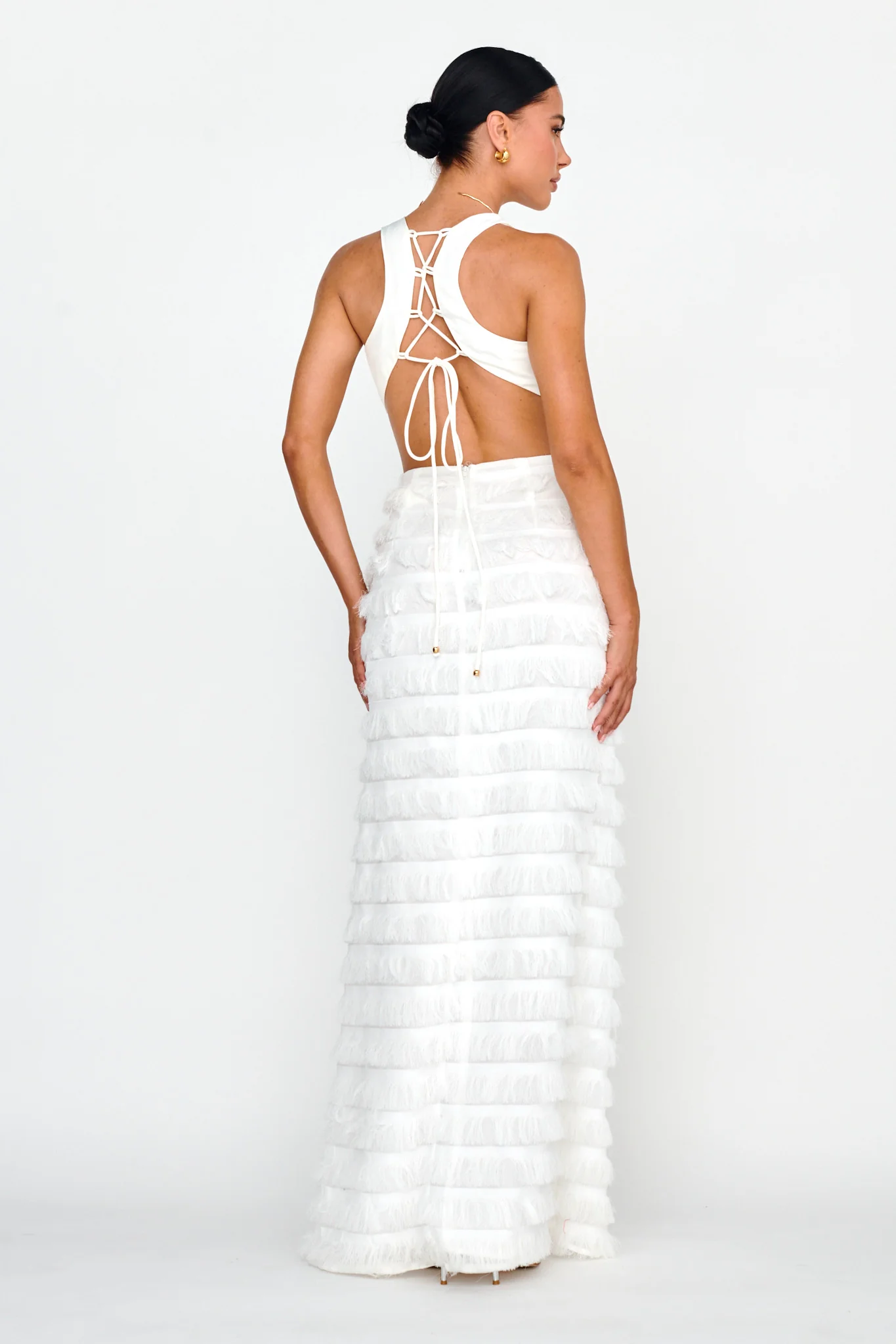 Bold Move Fringe Trim Maxi Dress Ivory - Image 2