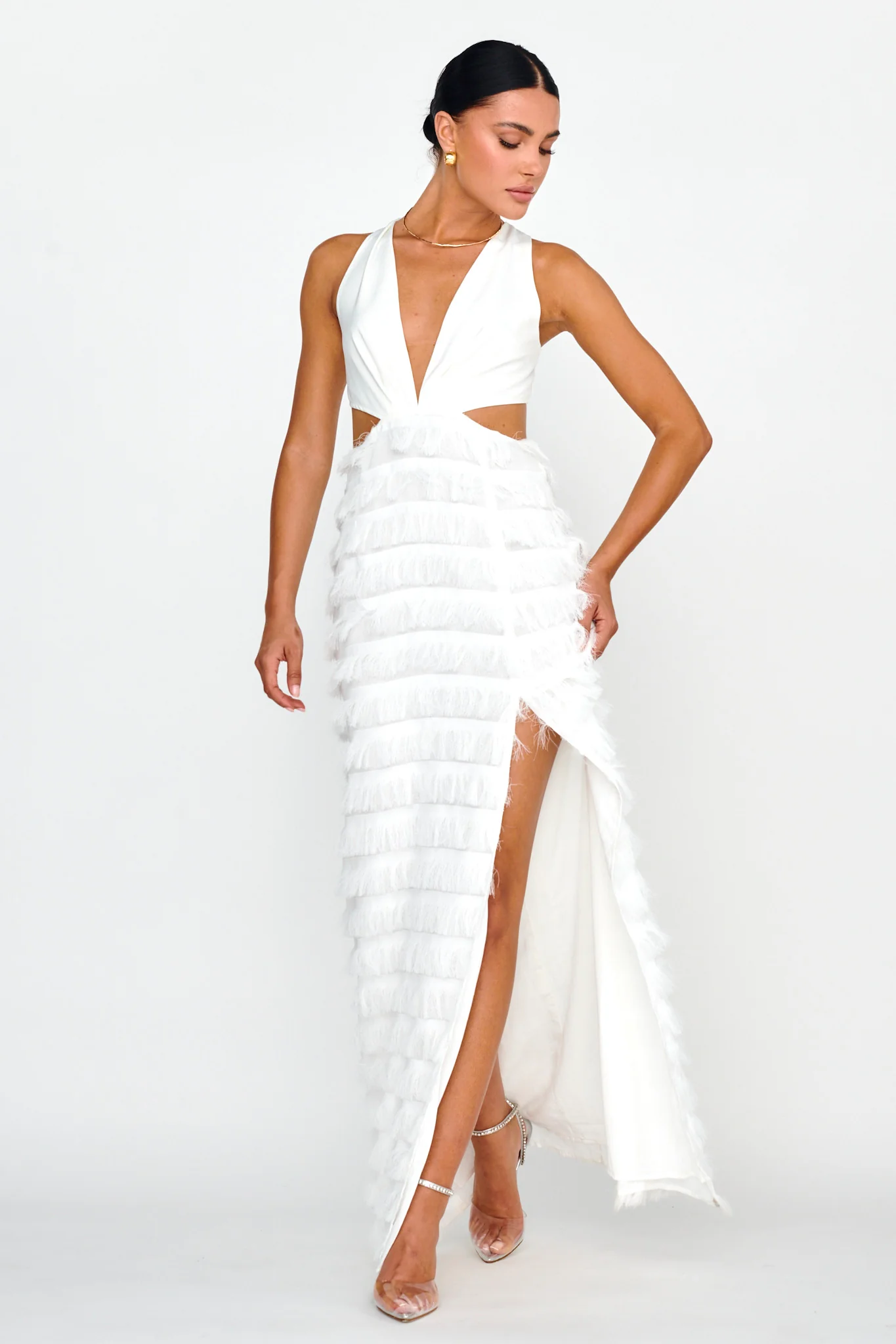 Bold Move Fringe Trim Maxi Dress Ivory - Image 4