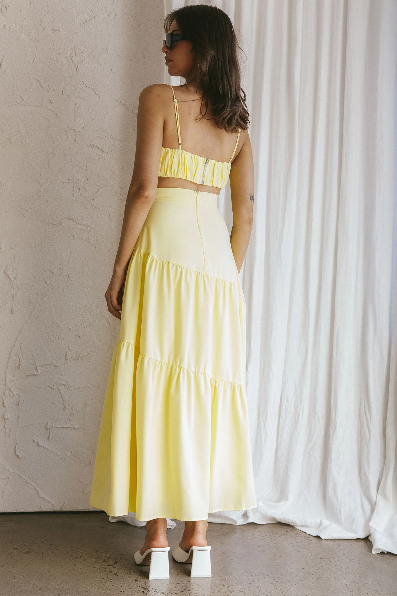 Bondi Gathered Crop Top Lemon - Image 2