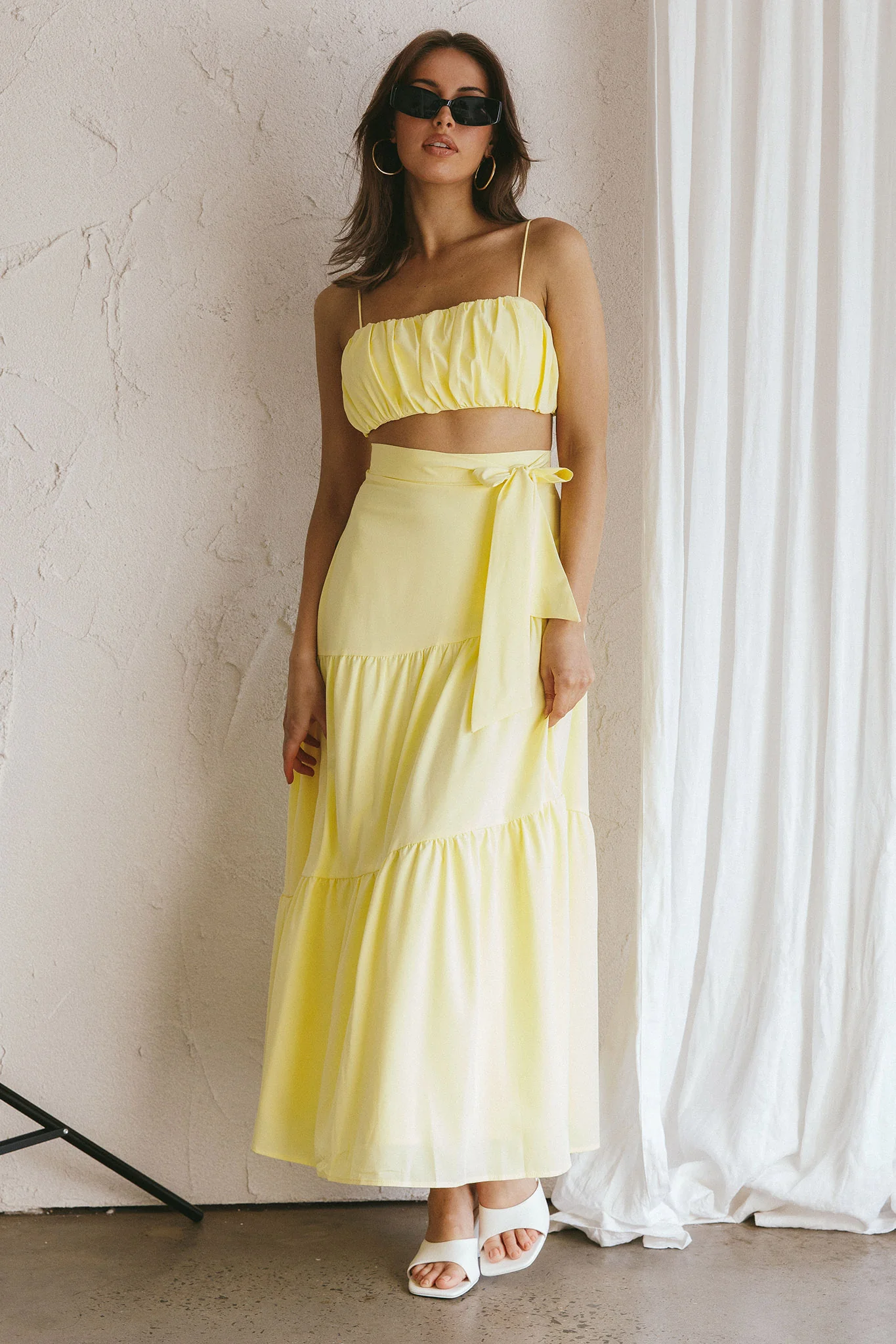 Bondi Gathered Crop Top Lemon - Image 5