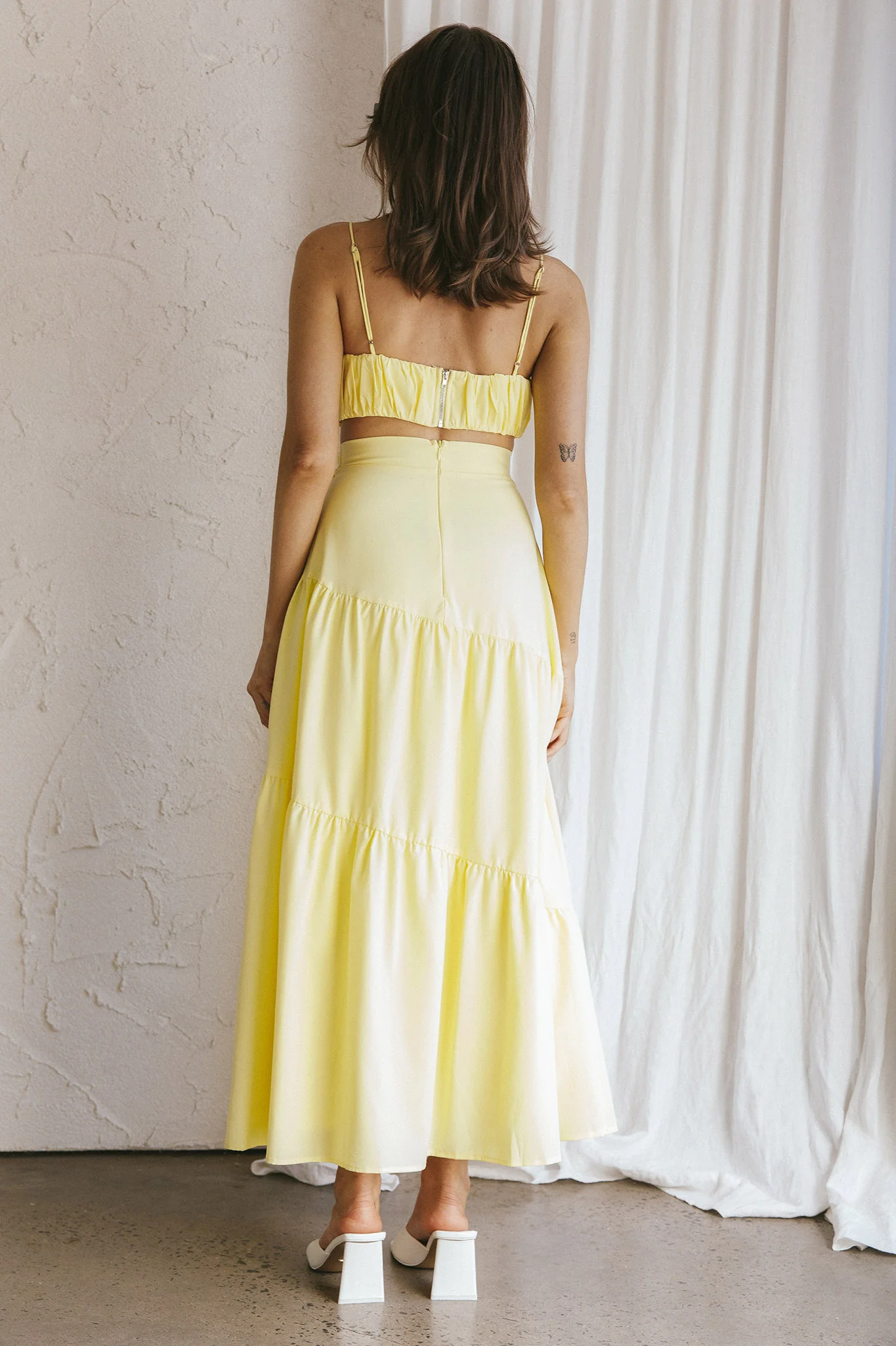 Bondi Gathered Crop Top Lemon - Image 6