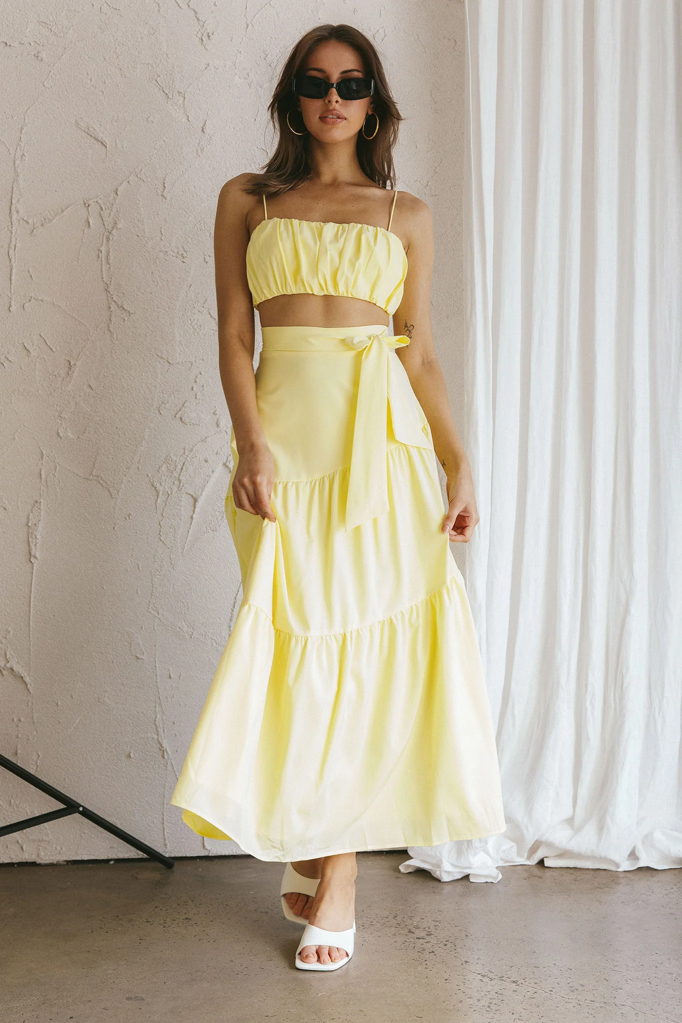 Bondi Gathered Crop Top Lemon - Image 7