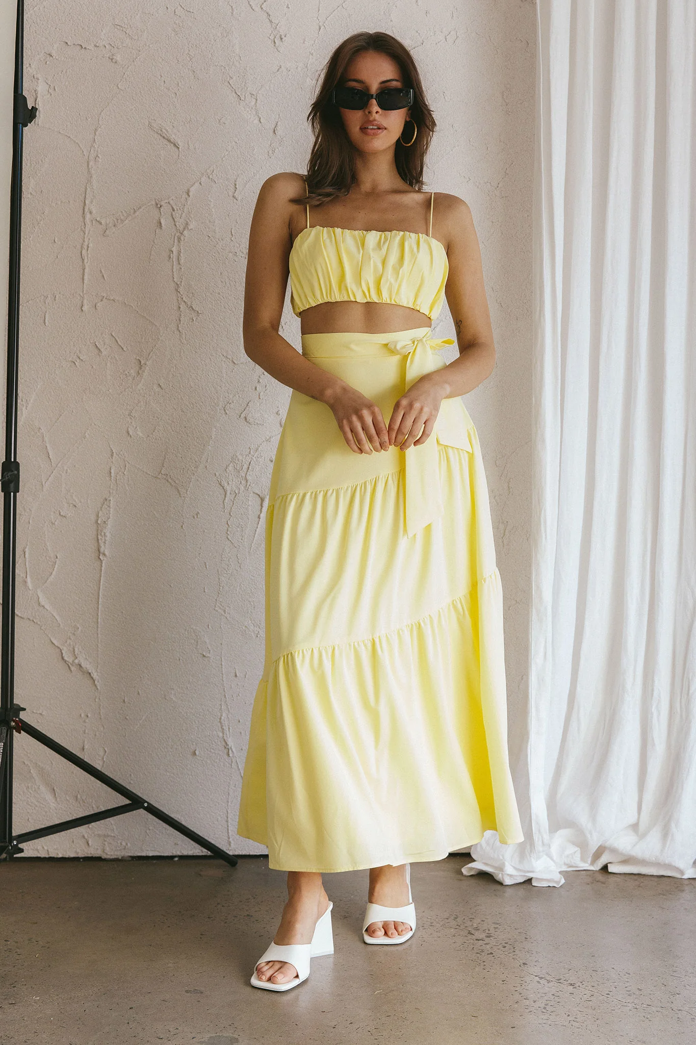 Bondi Gathered Crop Top Lemon - Image 8