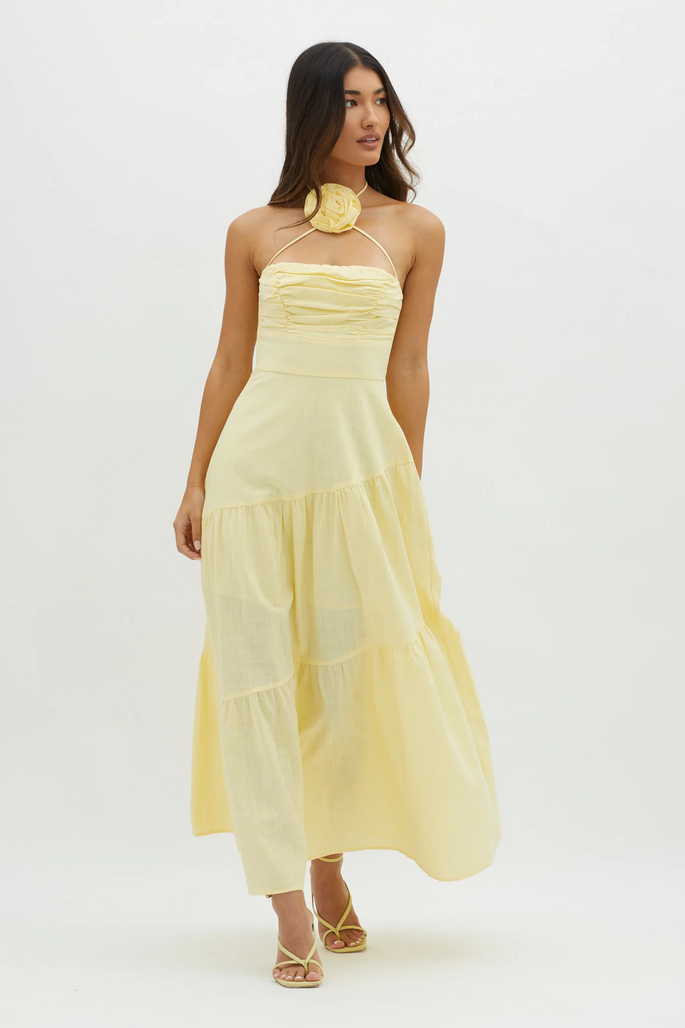 Bondi Rose Decoration Maxi Dress Lemon - Image 4