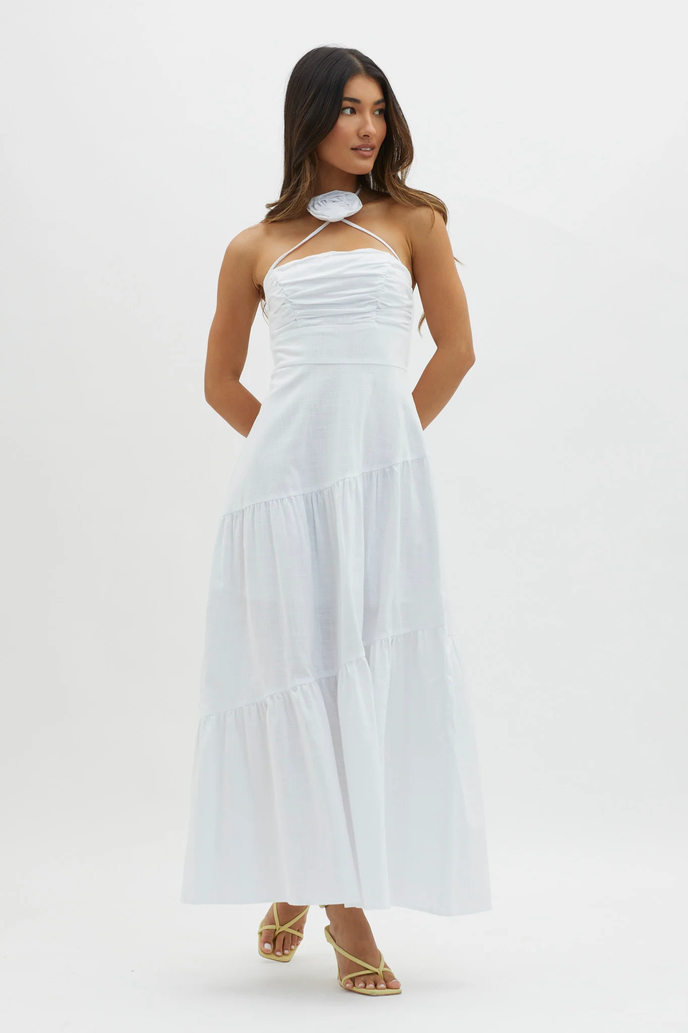 Bondi Rose Decoration Maxi Dress White - Image 5