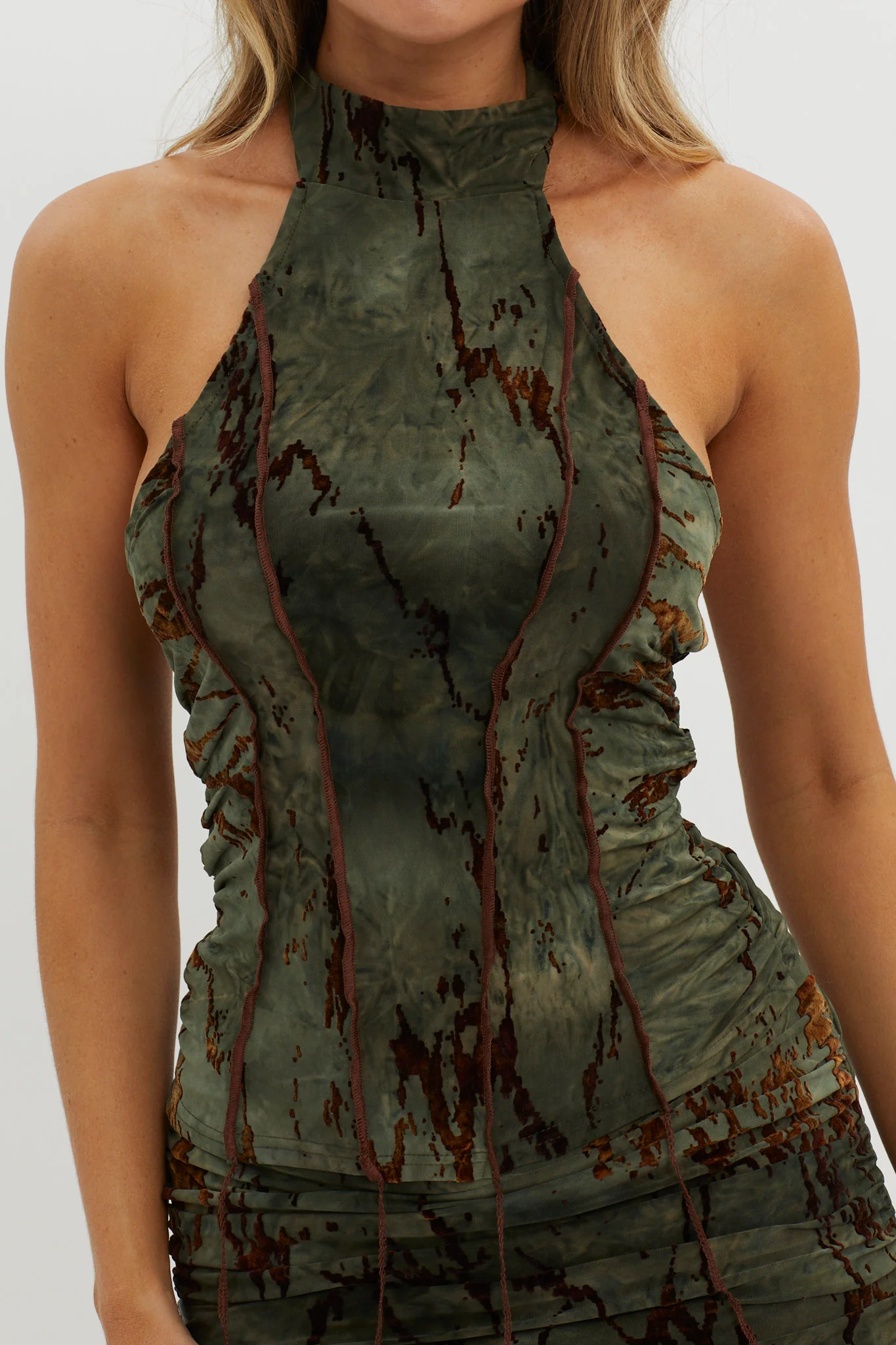 Branson Backless Halter Top Olive - Image 3
