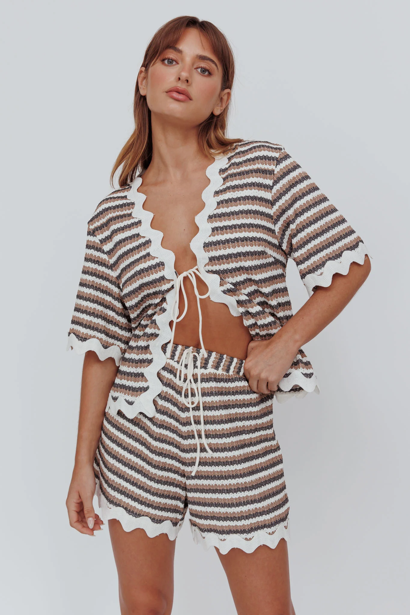 Breakaway Shorts Stripe Mocha - Image 2