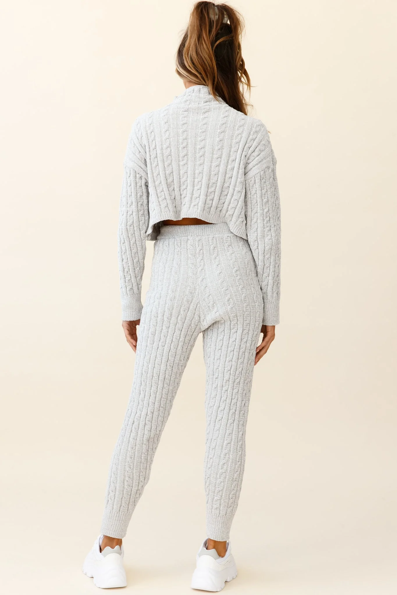 Breckenridge O-ring Zipper Cable Knit Sweater Grey - Image 3