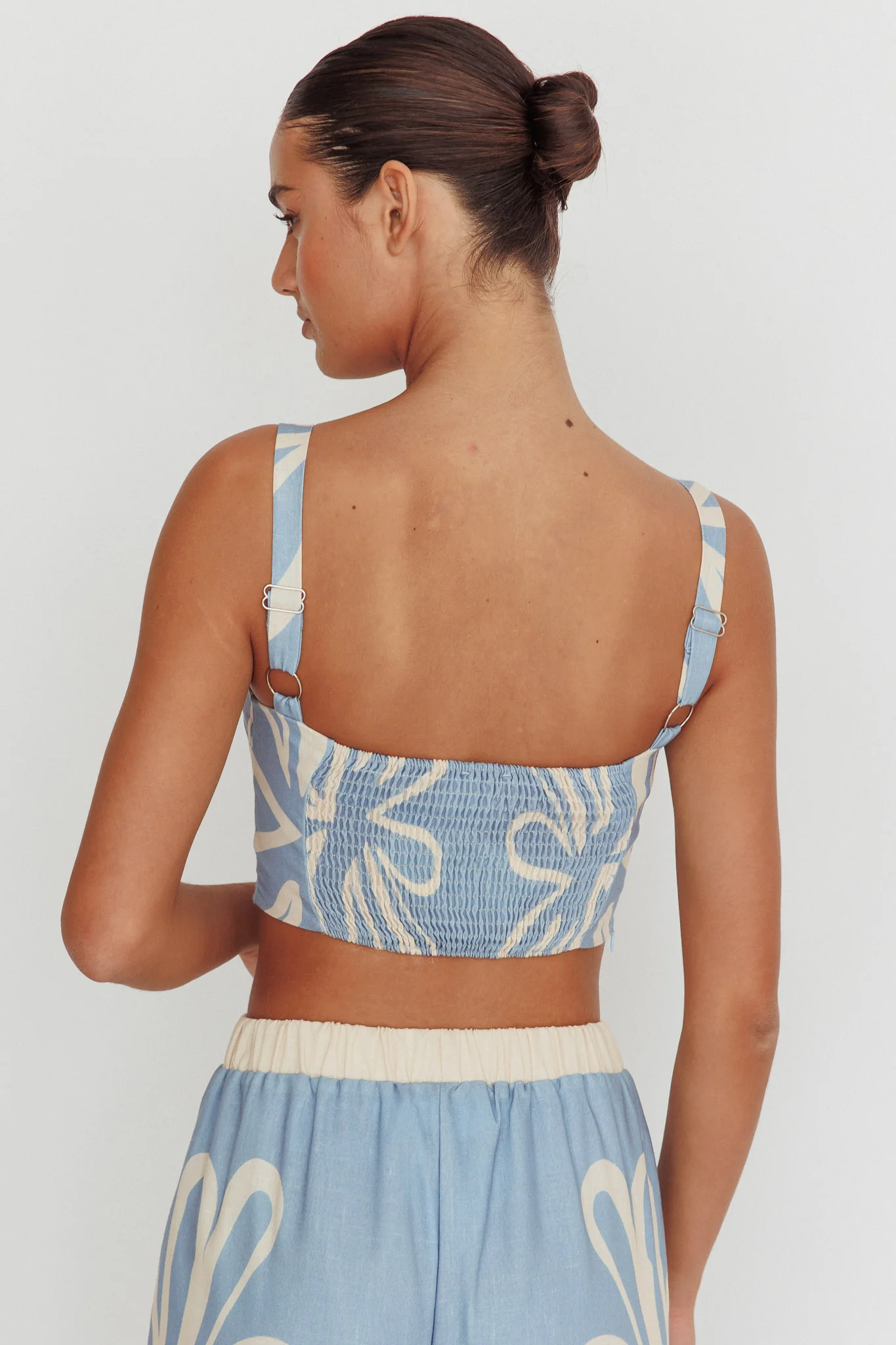 Briar Square Neck Cropped Top Beige Blue - Image 3