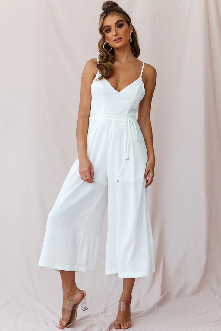 Brighton Low Back Wide Leg Jumpsuit White - Image 2