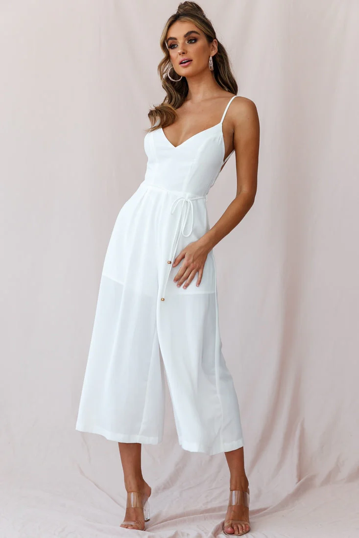Brighton Low Back Wide Leg Jumpsuit White - Image 5