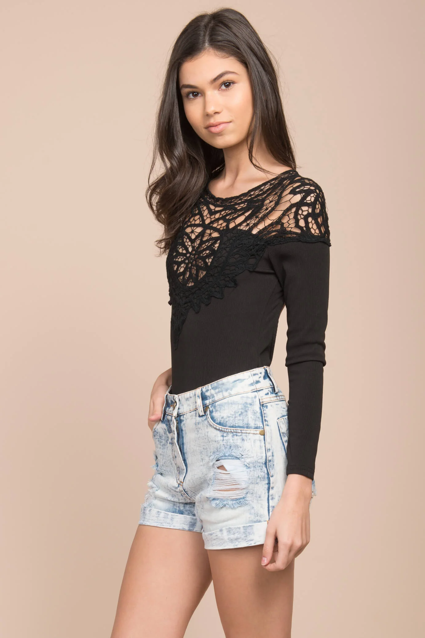 Brittan Crochet Bodysuit Black - Image 2