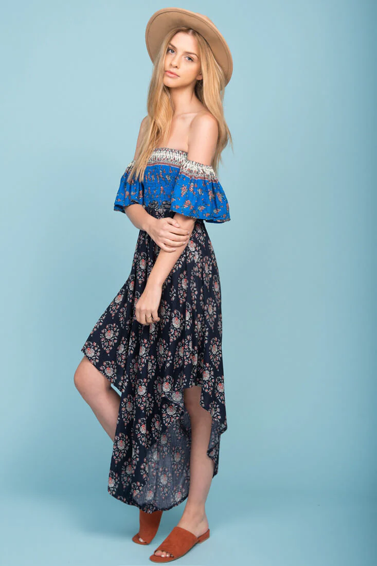 Brooke Off The Shoulder Maxi Romper Navy - Image 4