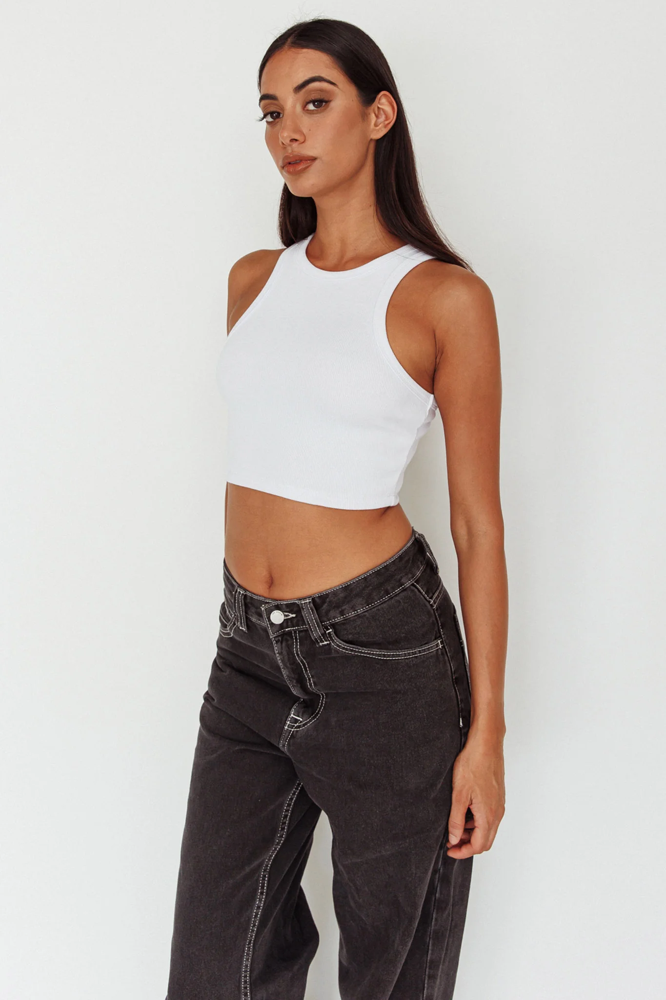 Bryn Racerback Crop Top White - Image 8