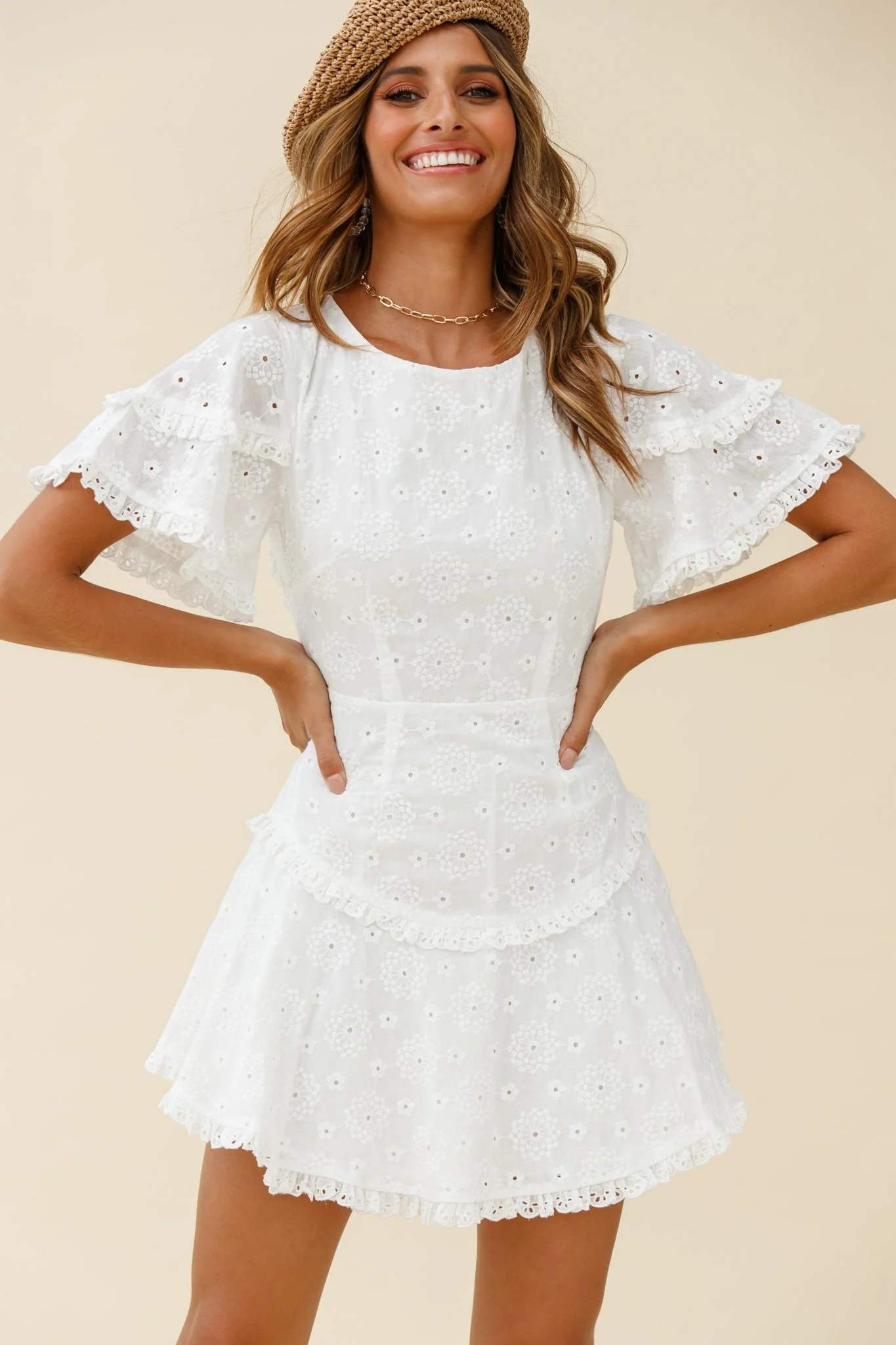 Call Me Later Keyhole Back A-Line Dress White - Image 6