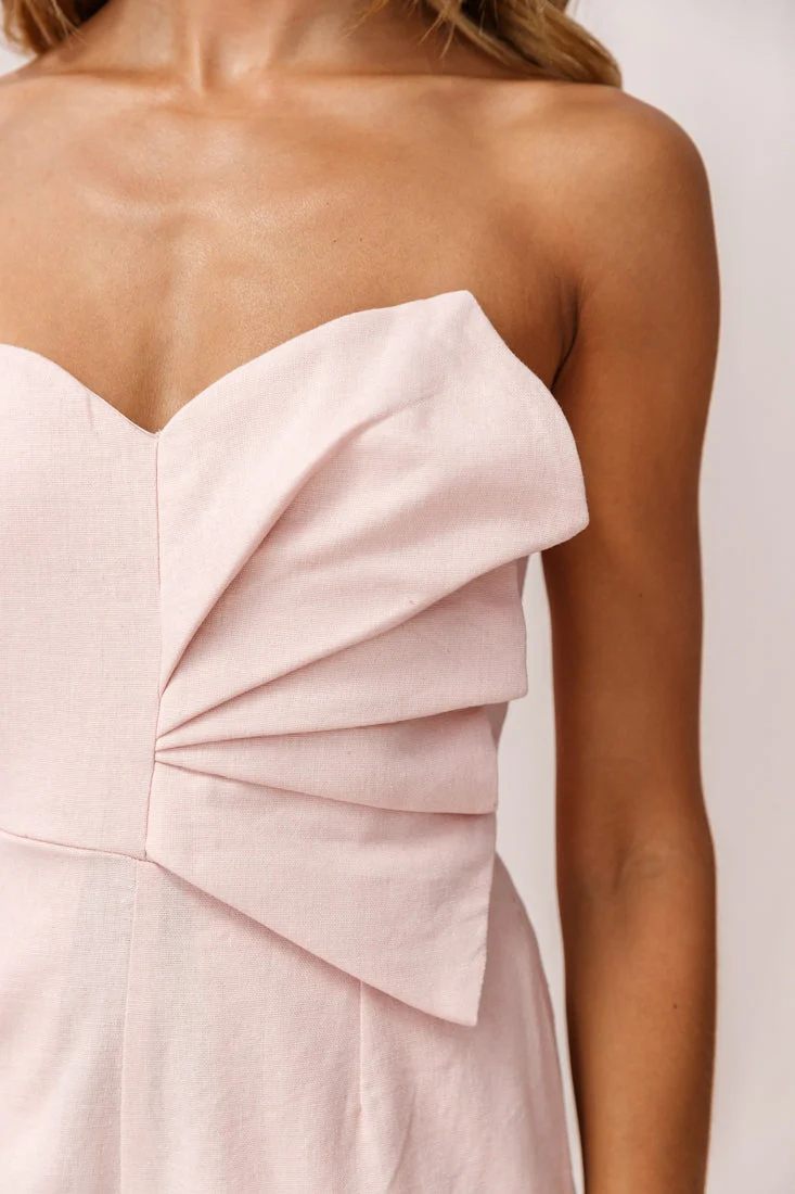 Call Me Wide-Leg Linen Bandeau Jumpsuit Blush - Image 5
