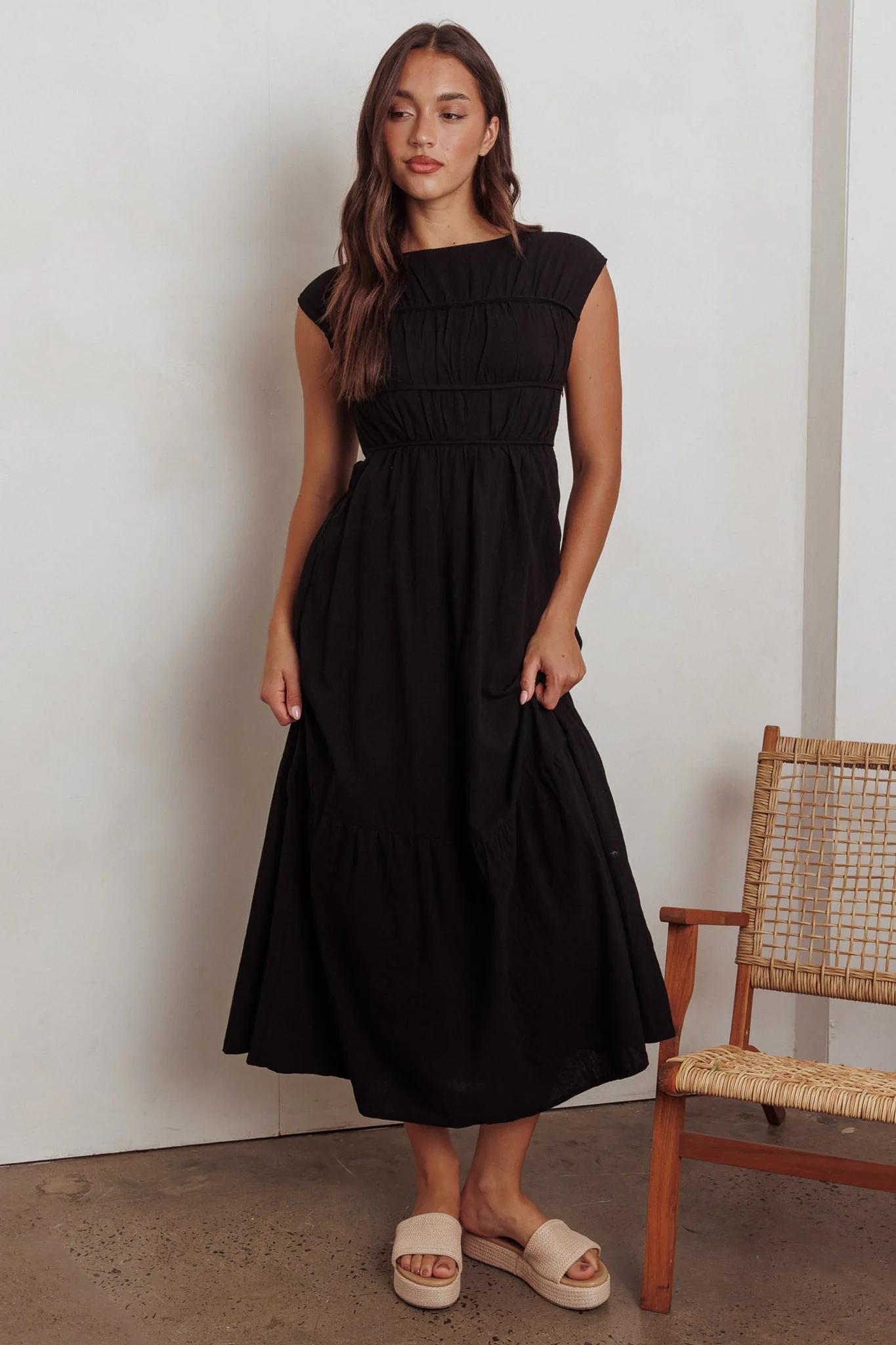 Called Out Gathered Bodice Maxi Dress Black - Image 4