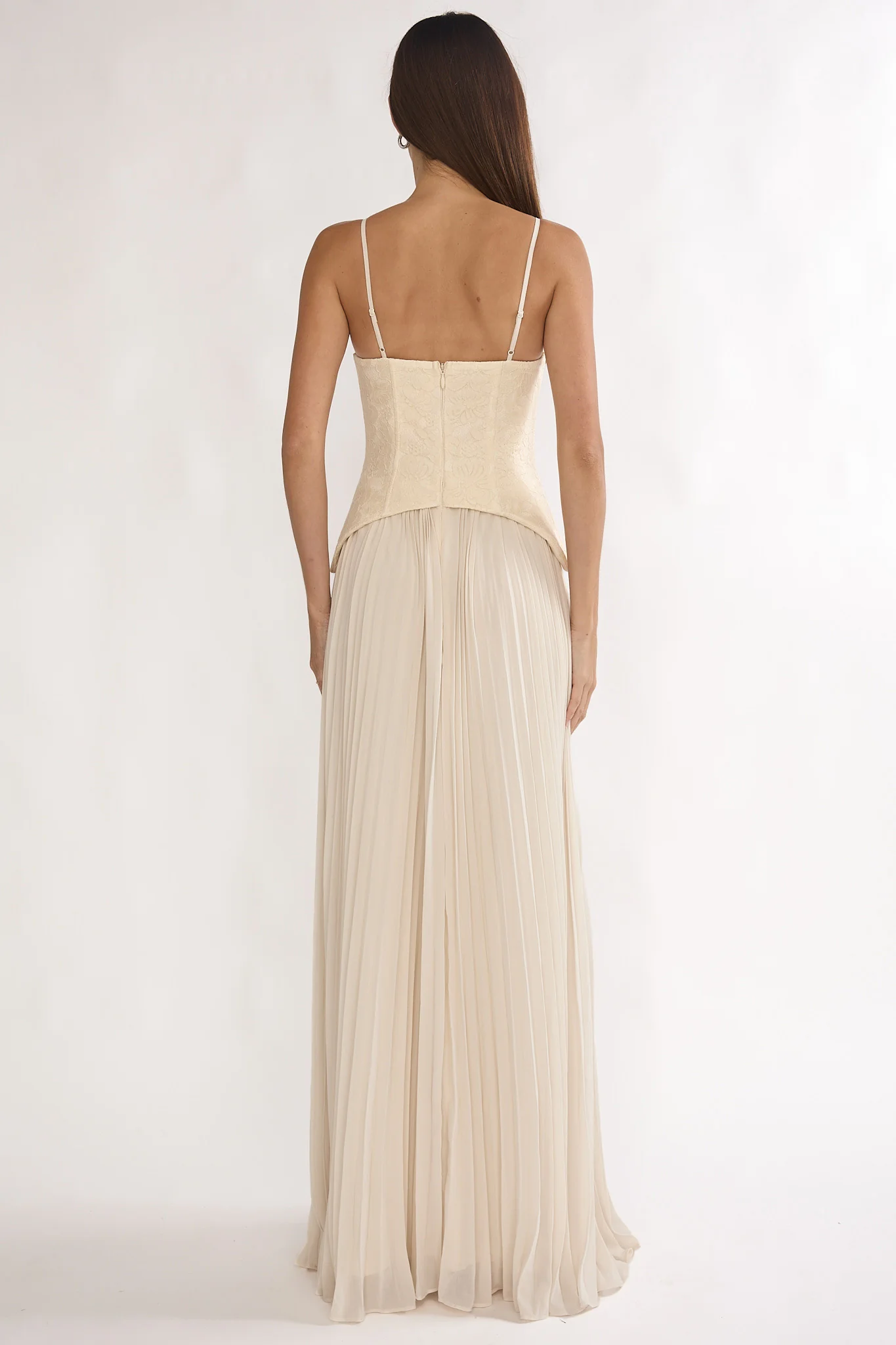Cambridge Accordion Pleat Corset Dress Cream - Image 2