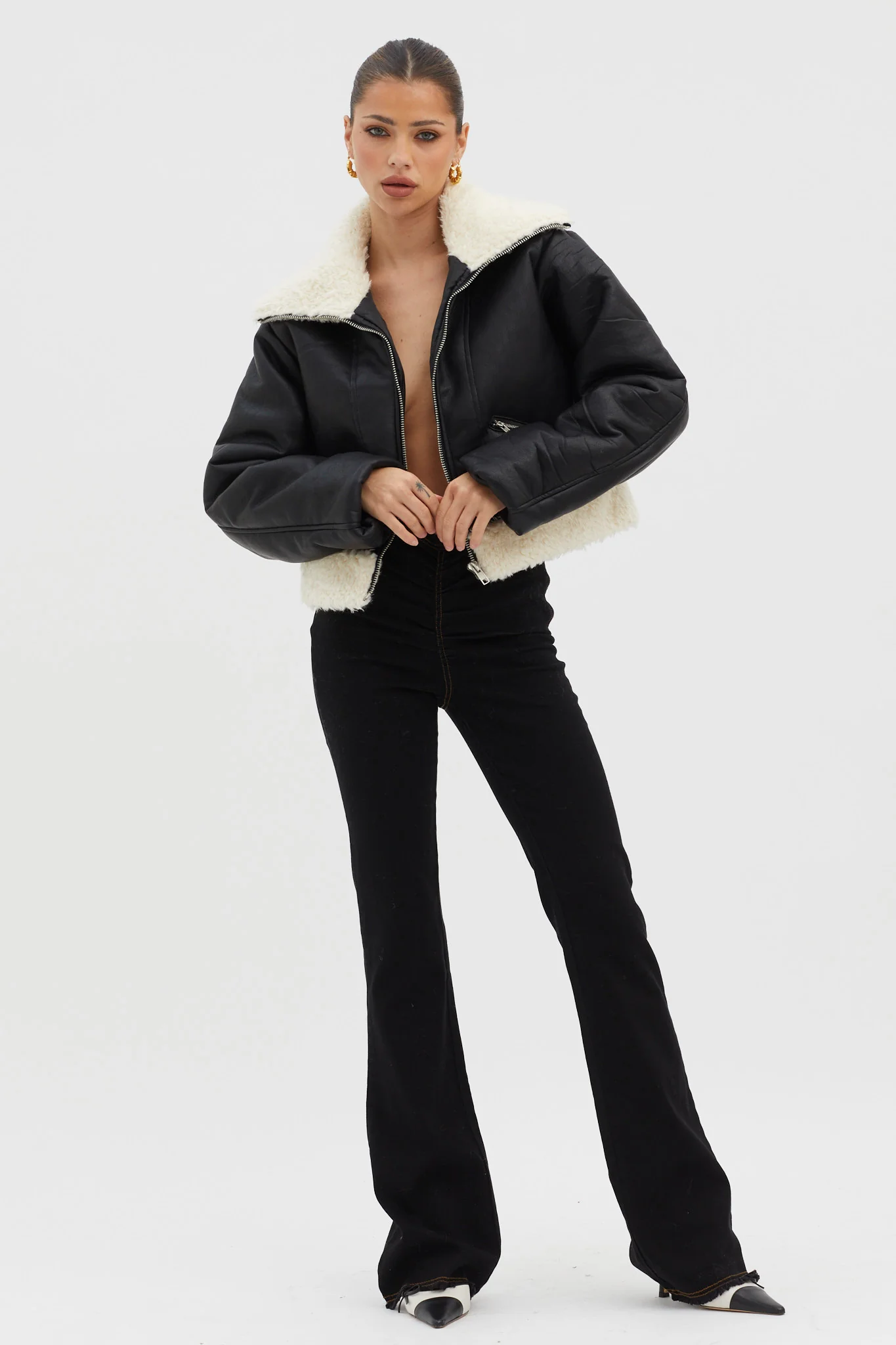 Camden Sherpa Trim Zip Jacket Black - Image 3