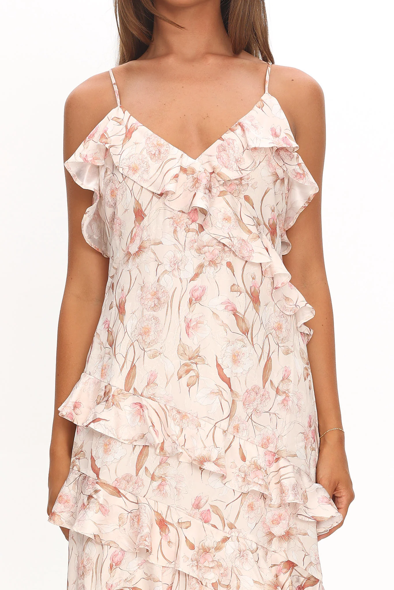Cameela Ruffle Trim Maxi Dress Floral Blush - Image 2
