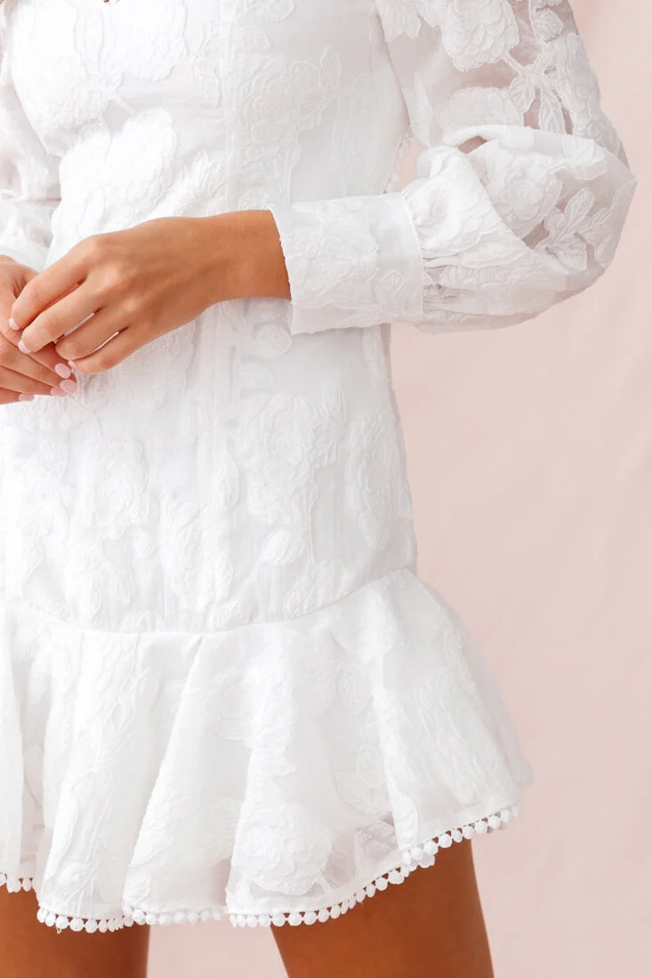 Camellia Open Back Cuff Sleeve Dress White - Image 4