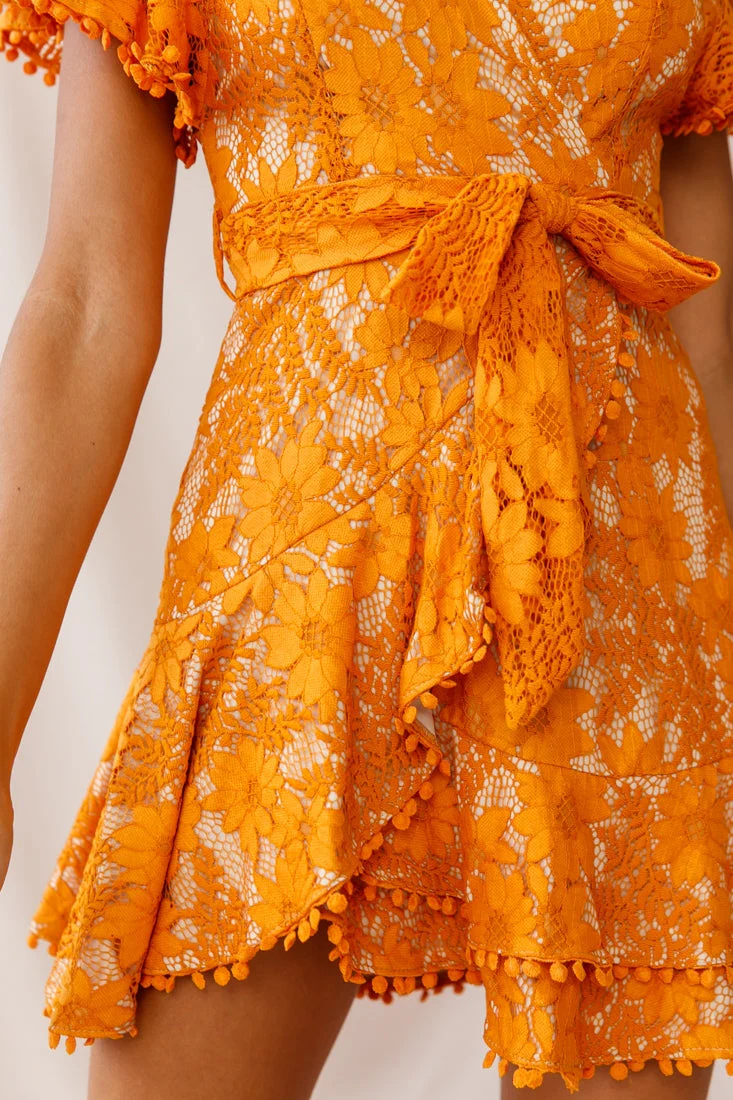 Cami Angel Sleeve Faux Wrap Dress Orange Sunset - Image 9
