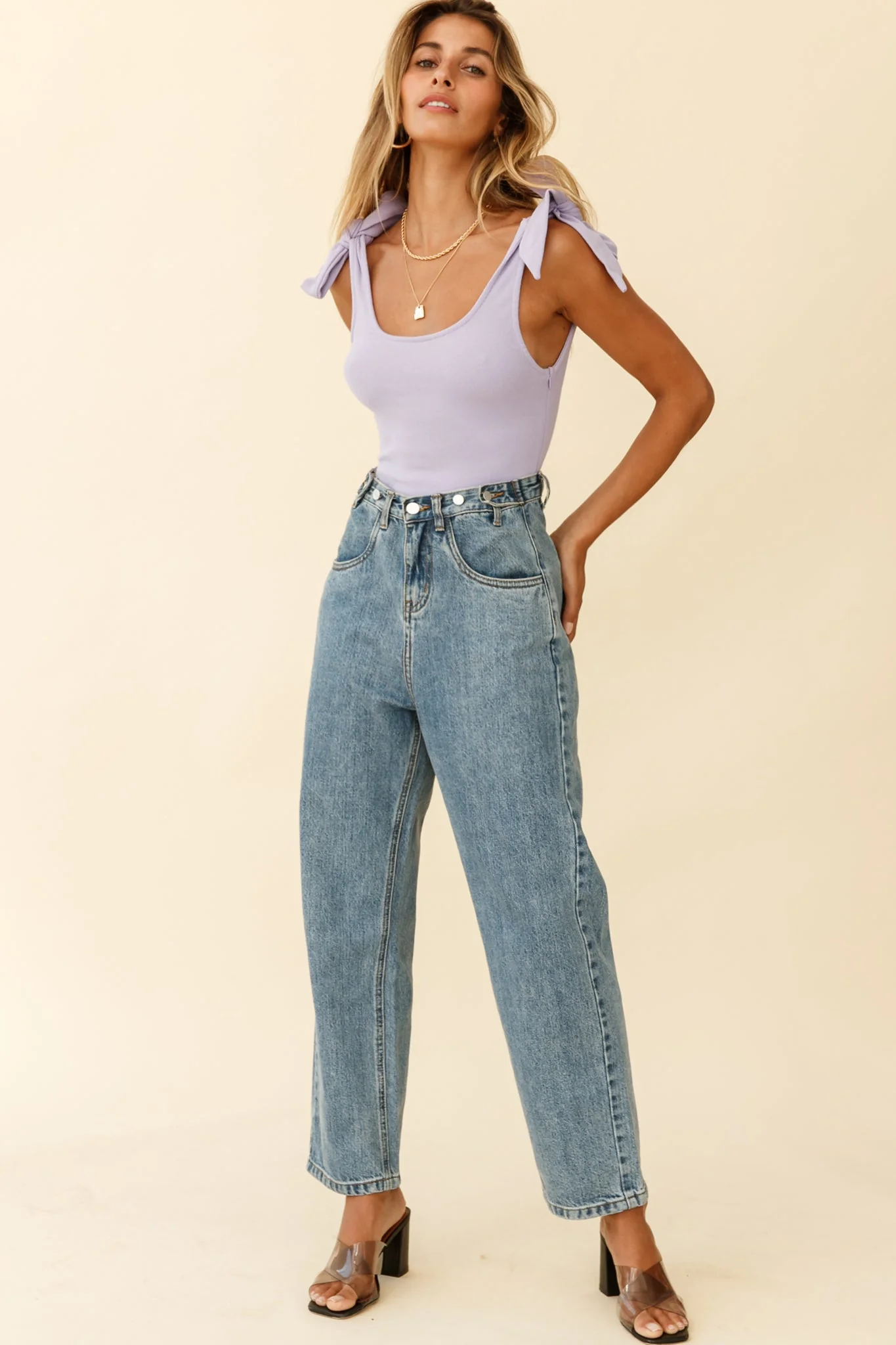 Can't Stop Me Bow Shoulder Bodysuit Lilac - Image 3