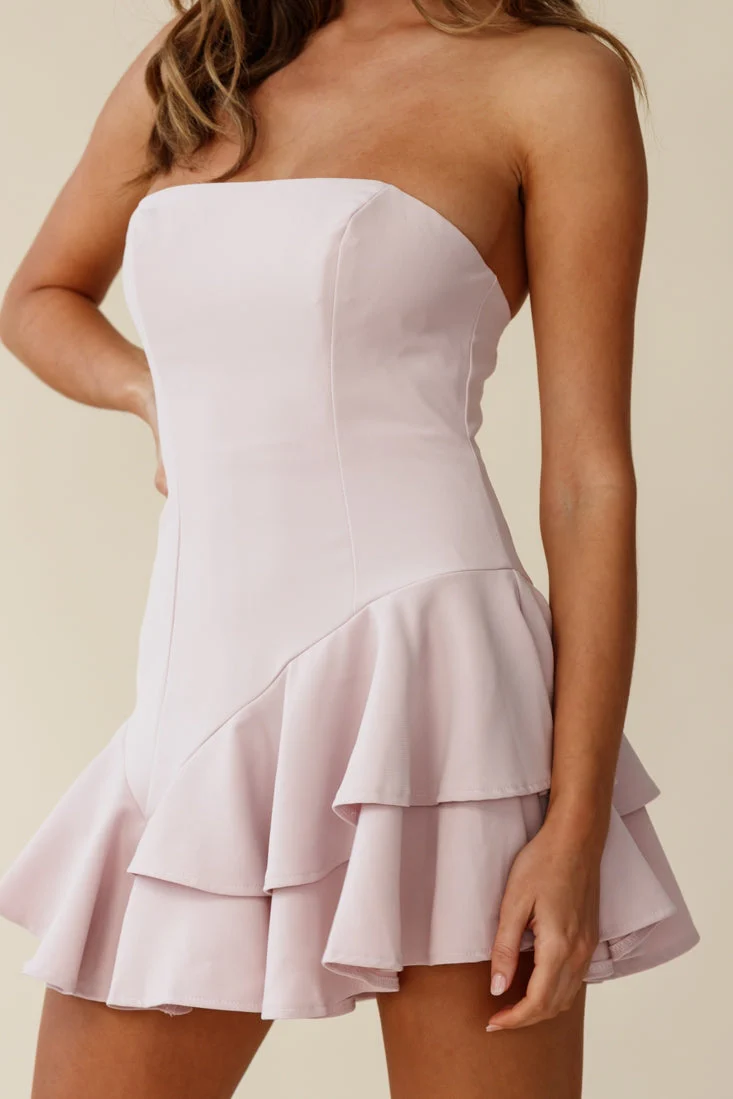 Candy Strapless Layered Ruffle Hem Romper Blush - Image 7