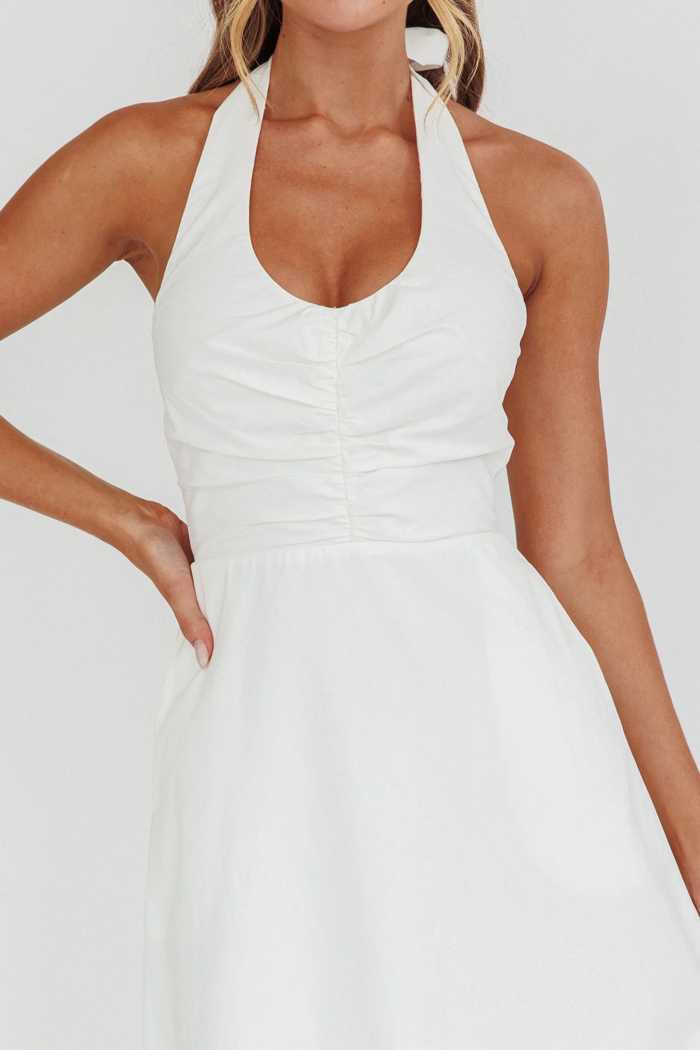 Can't Compete A-Line Halter Maxi Dress White - Image 4