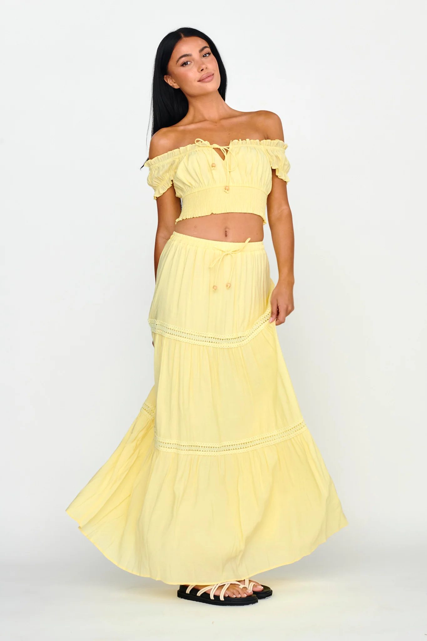 Canyon Cove Puff Sleeve Crop Top Yellow - Image 4