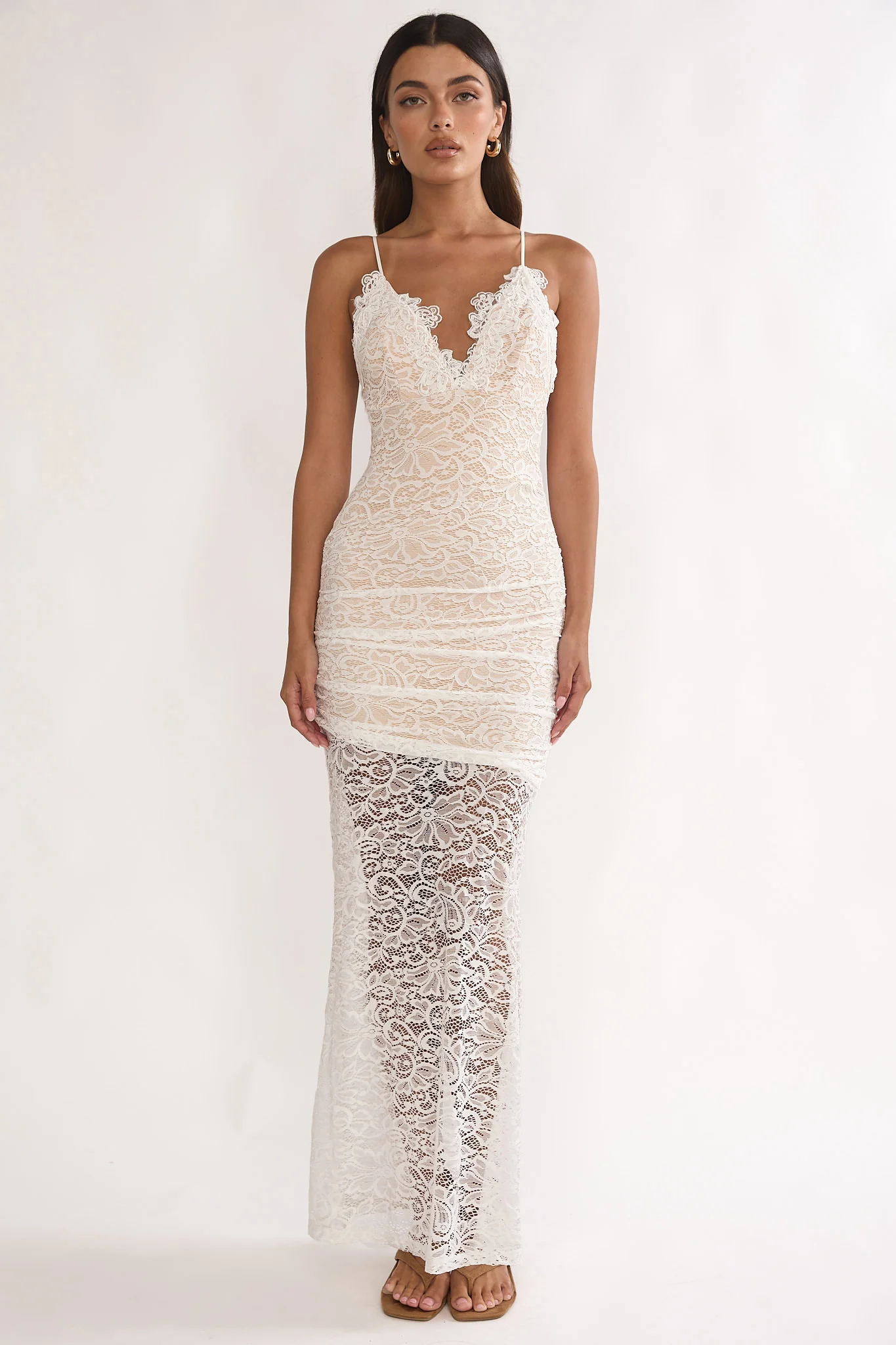 Capri Sunset Lace Overlay Maxi Dress White - Image 2