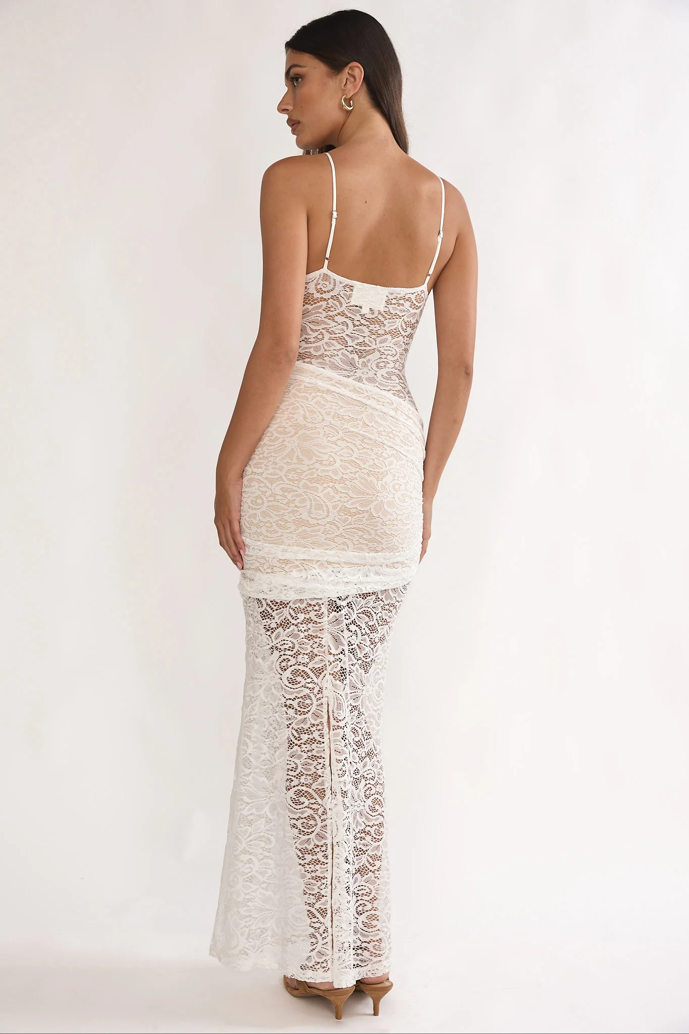 Capri Sunset Lace Overlay Maxi Dress White - Image 3
