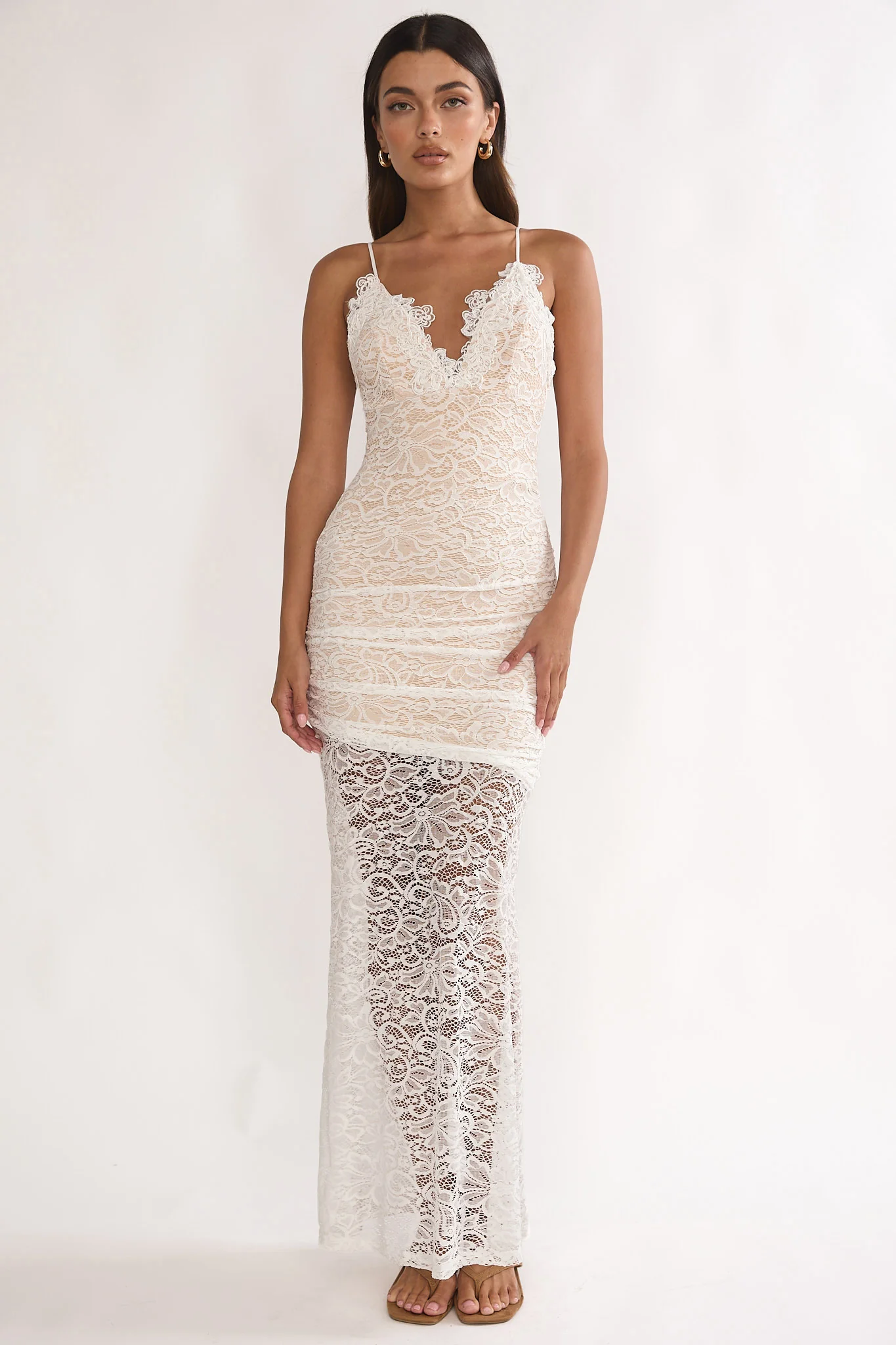 Capri Sunset Lace Overlay Maxi Dress White - Image 5