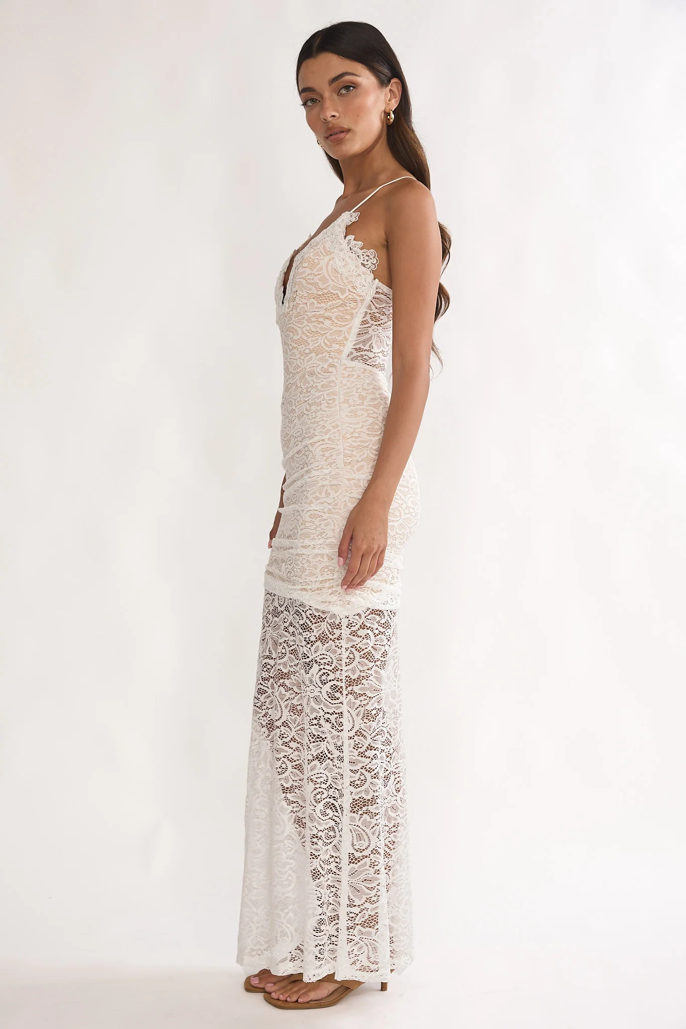 Capri Sunset Lace Overlay Maxi Dress White - Image 6