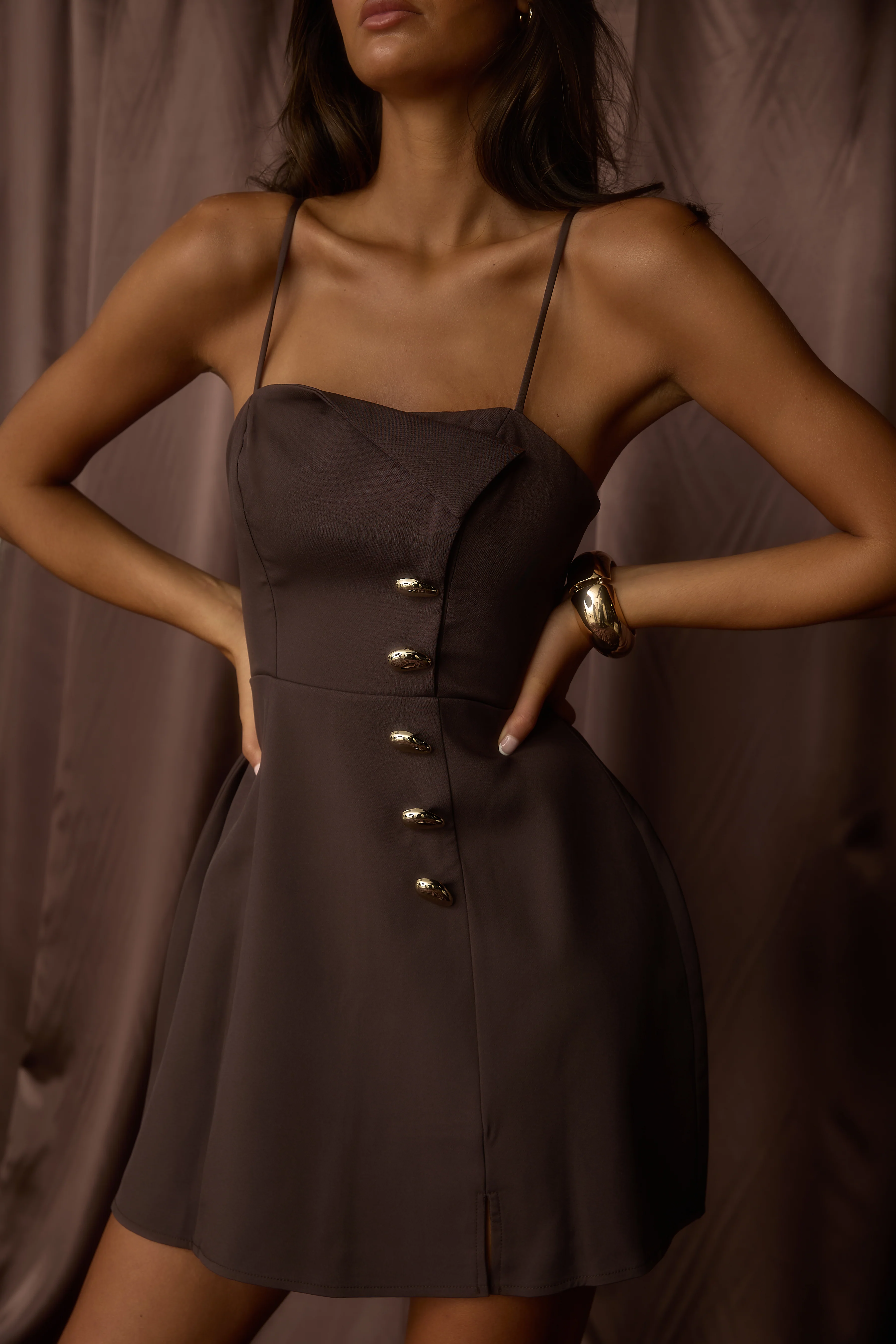Captivated Button Feature Mini Dress Coco - Image 2