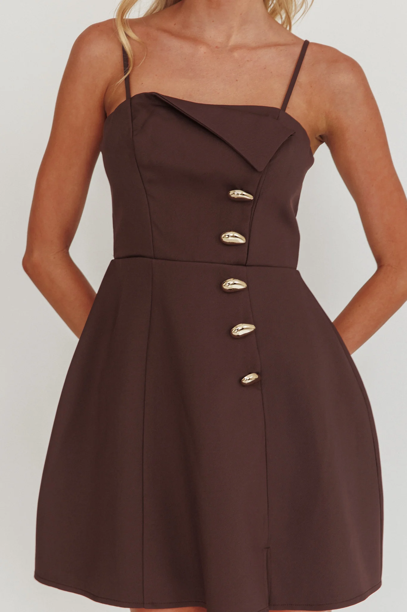 Captivated Button Feature Mini Dress Coco - Image 4