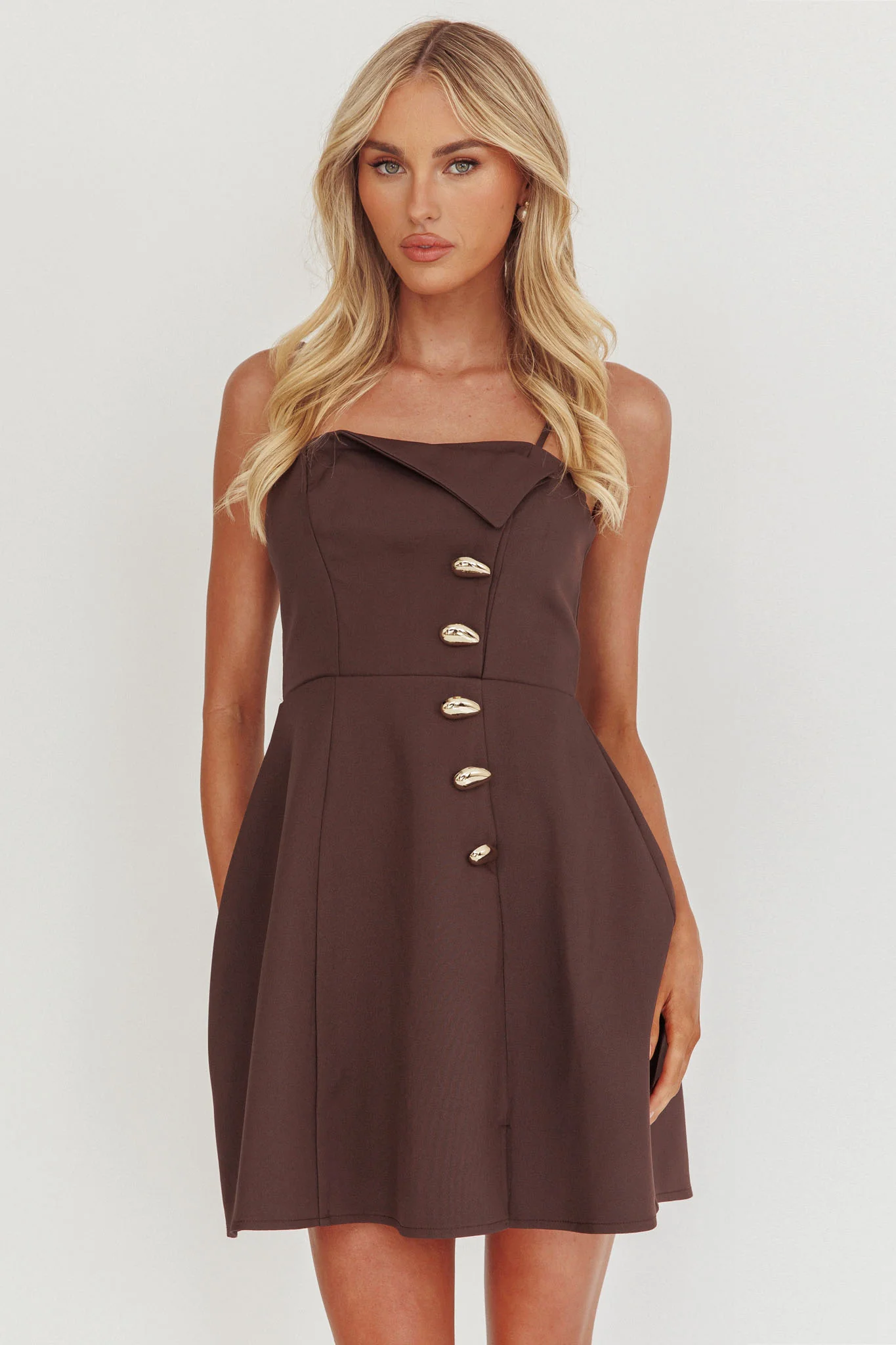 Captivated Button Feature Mini Dress Coco - Image 6