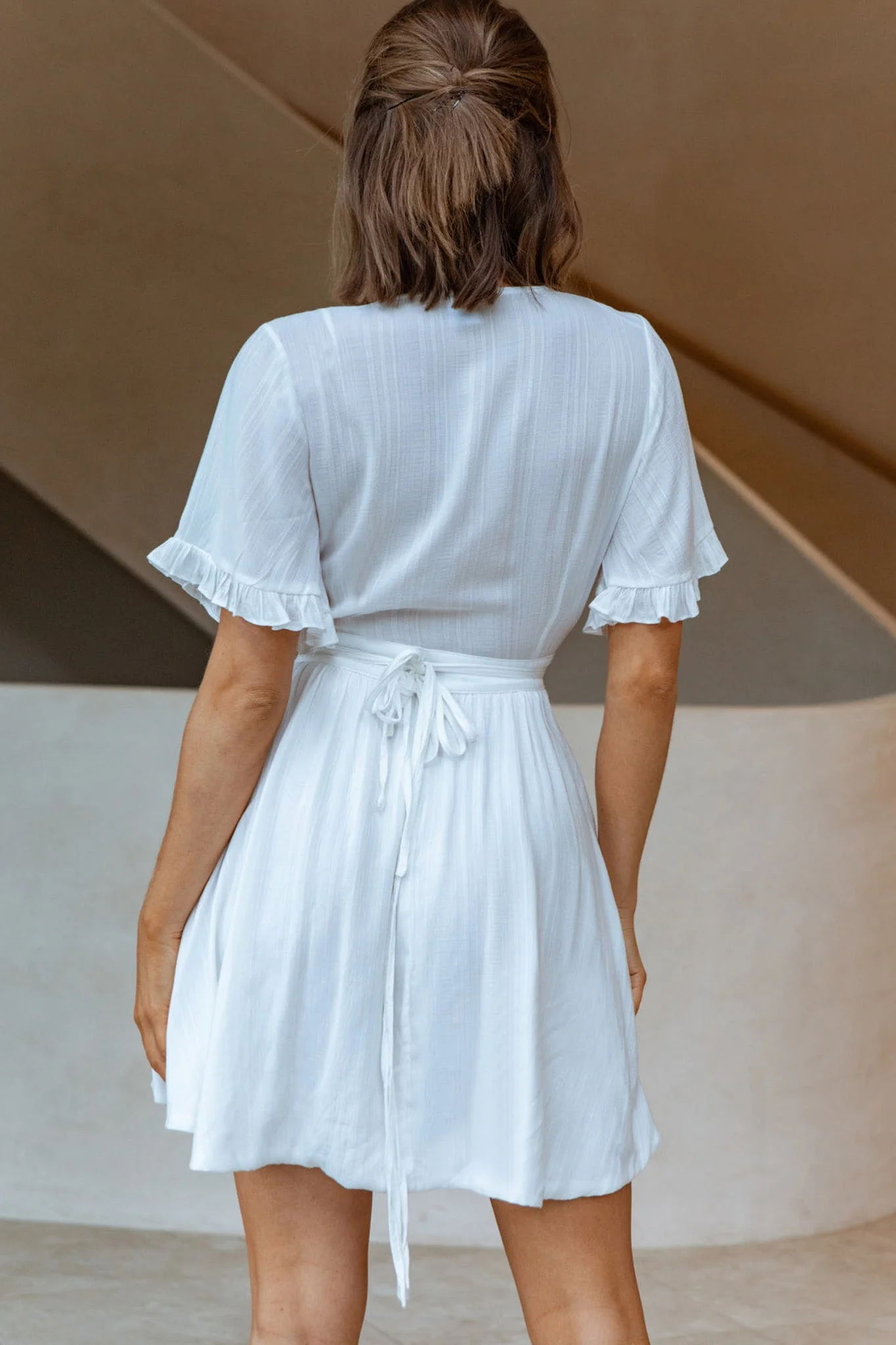 Cara Frill Trim Wrap Dress White - Image 10