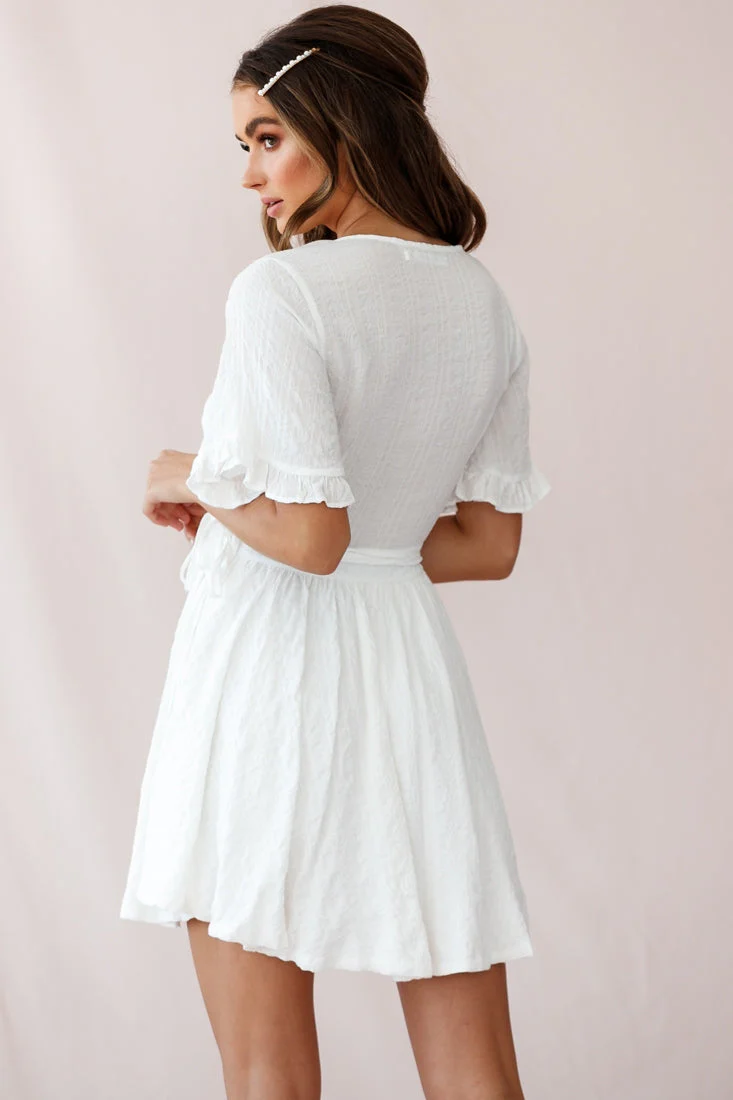 Cara Frill Trim Wrap Dress White - Image 5
